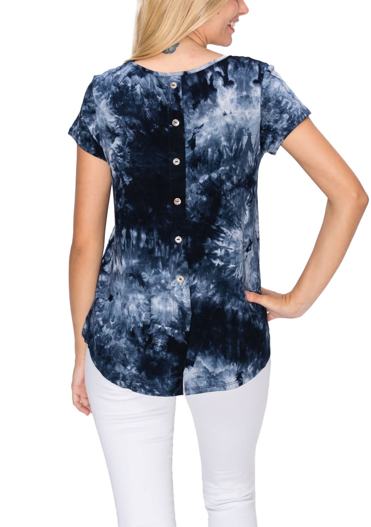 COIN1804 Tie Dye Short Sleeve Button Back | Belk
