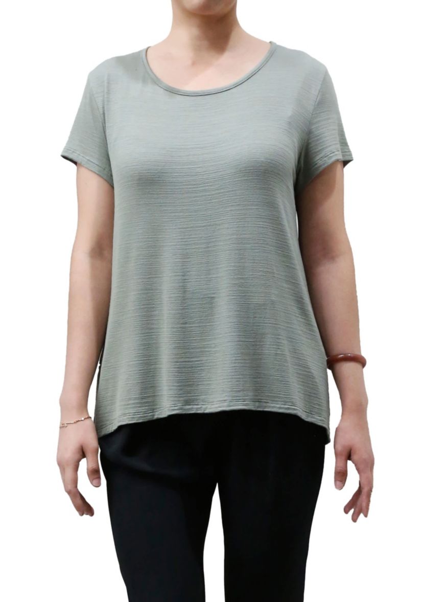 Ice Slub Jersey Button Back Short Sleeve