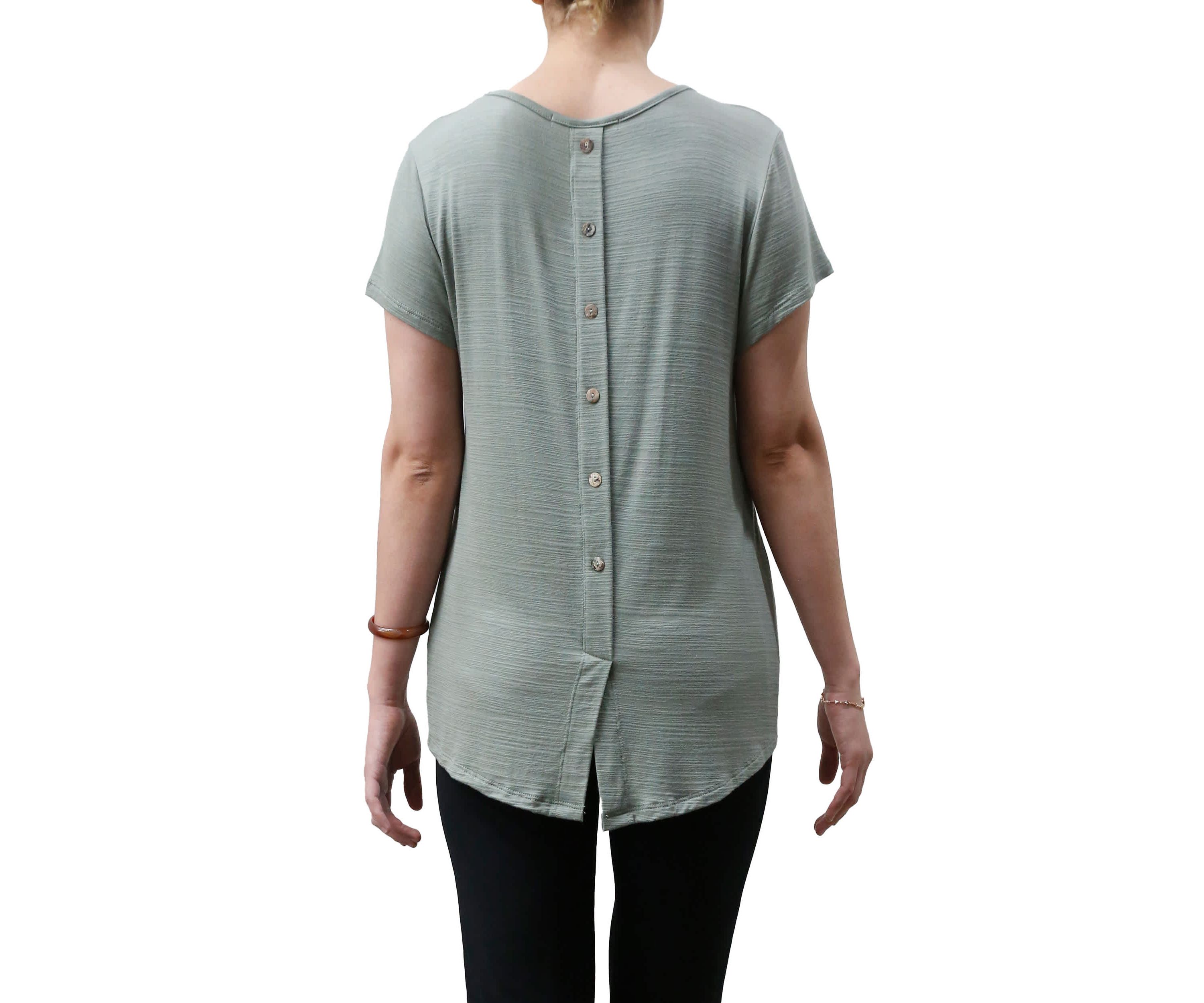 Ice Slub Jersey Button Back Short Sleeve