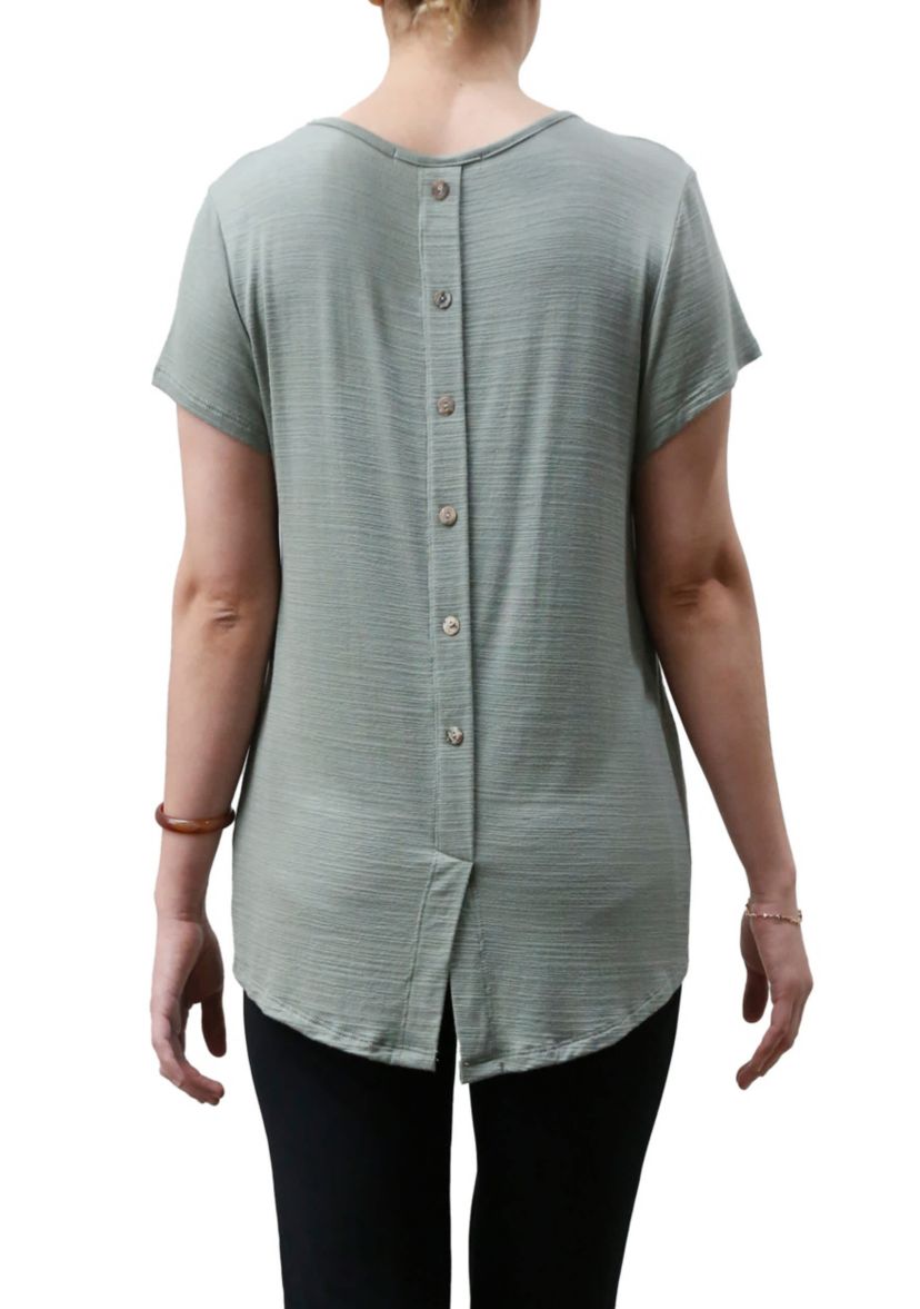 Ice Slub Jersey Button Back Short Sleeve