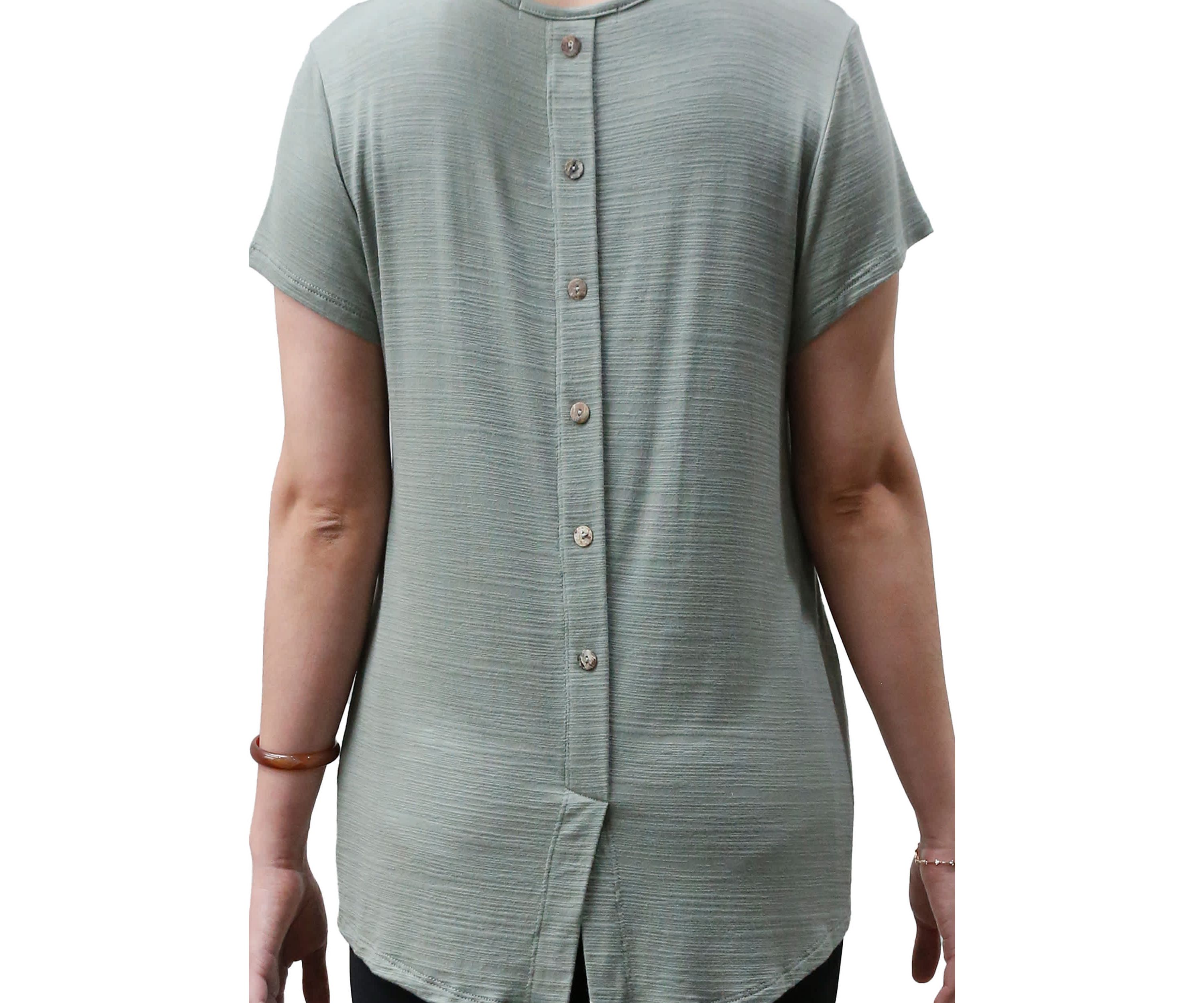 Ice Slub Jersey Button Back Short Sleeve