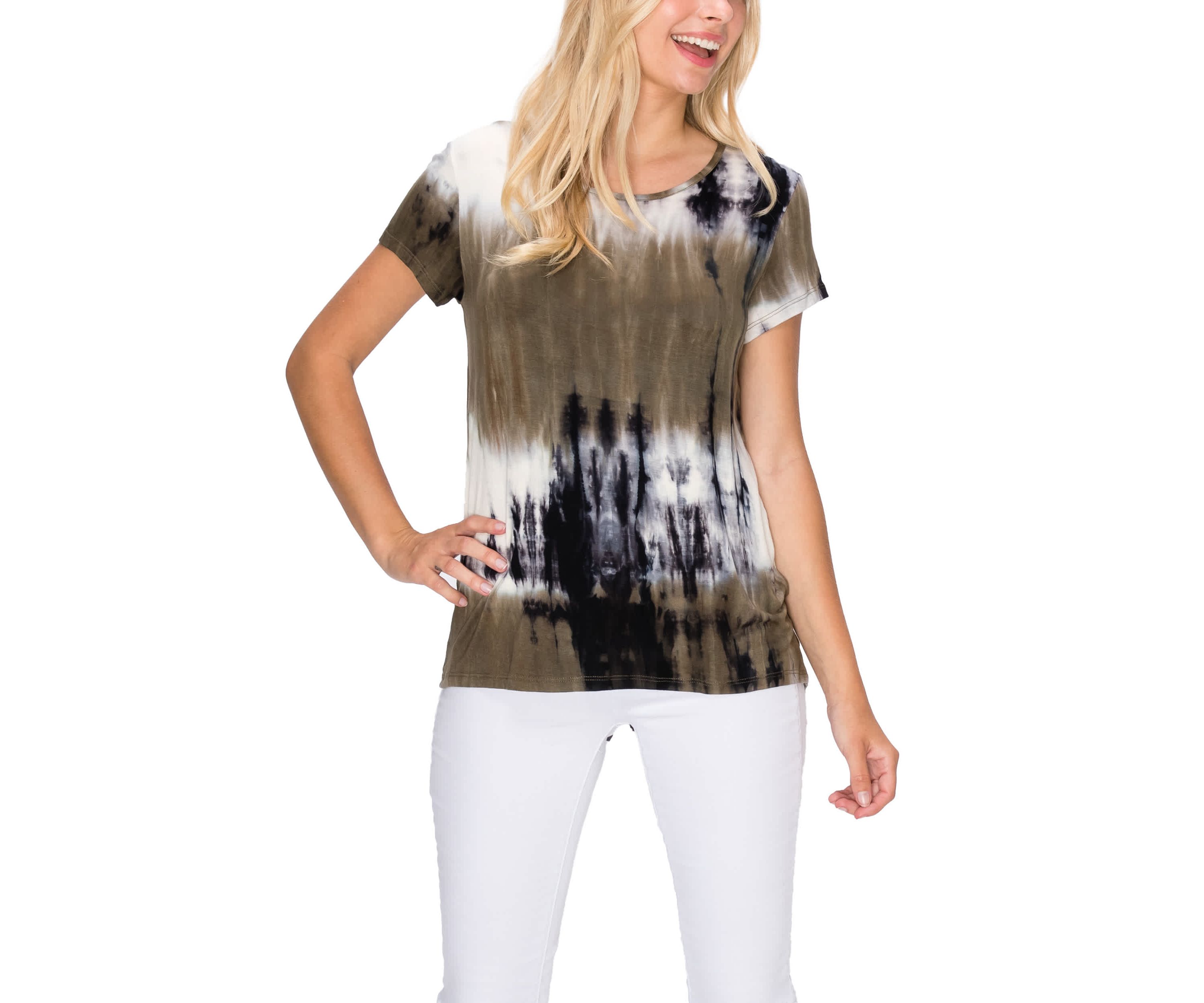 Tie Dye Short Sleeve Button Back
