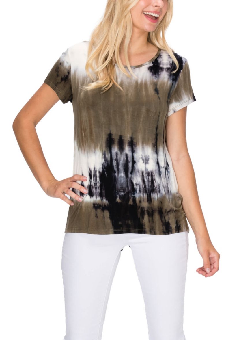 Tie Dye Short Sleeve Button Back