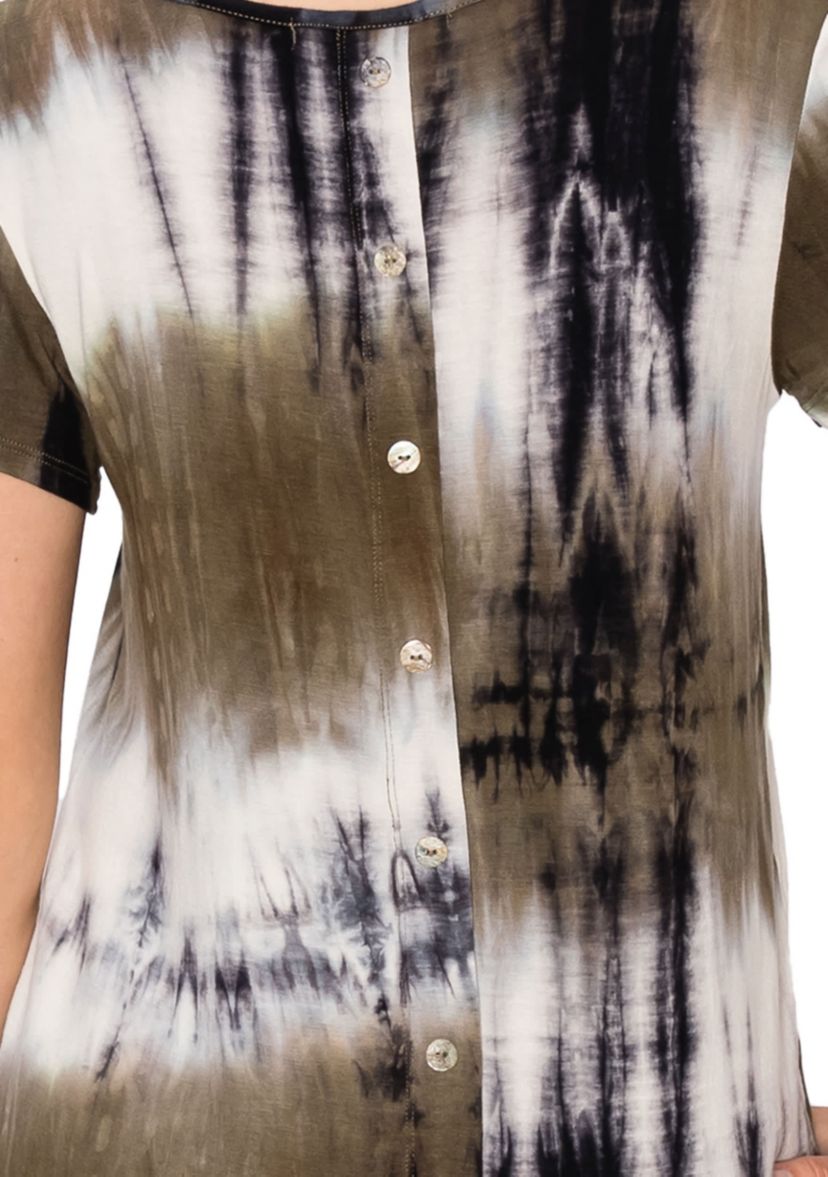 Tie Dye Short Sleeve Button Back