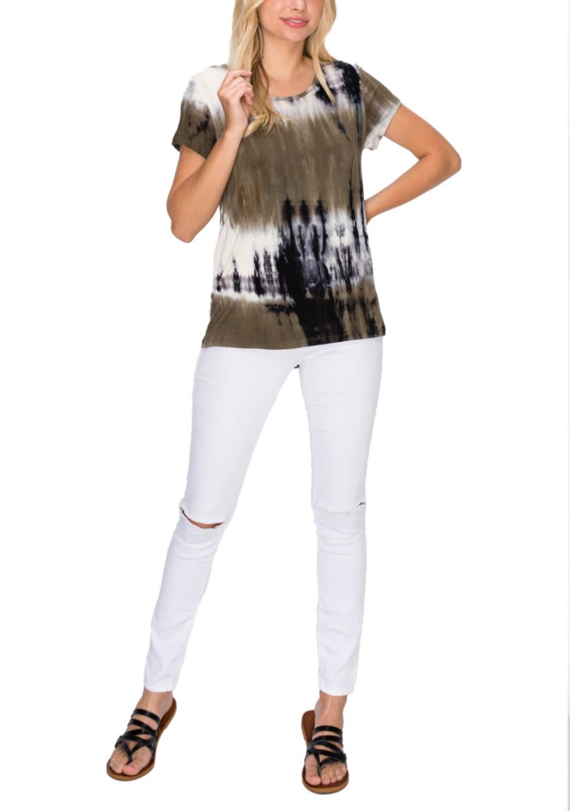 Tie Dye Short Sleeve Button Back