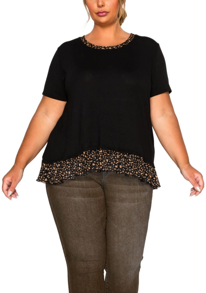 Pebble Print Mesh Pleat Back S/Slv