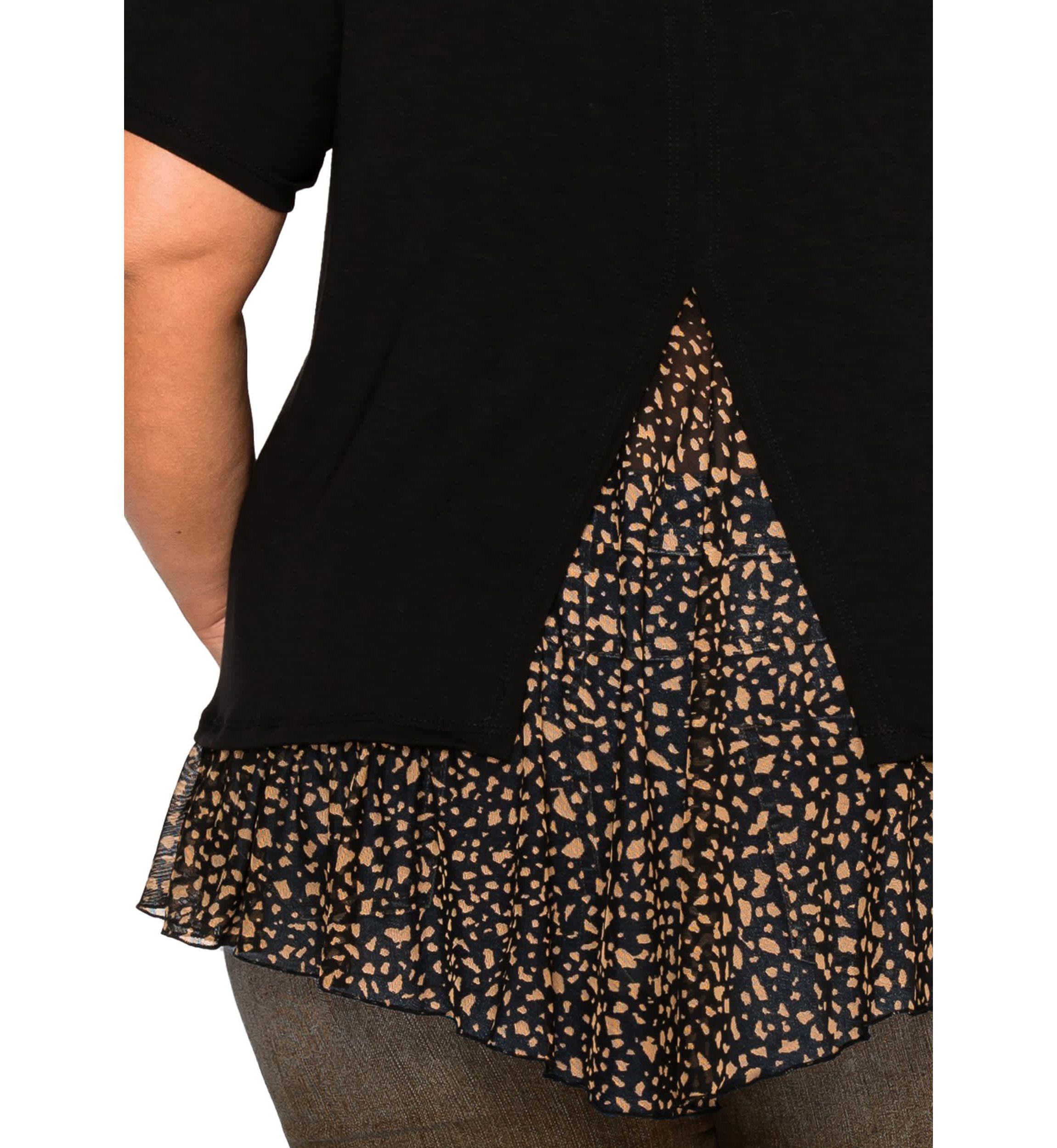 Pebble Print Mesh Pleat Back S/Slv