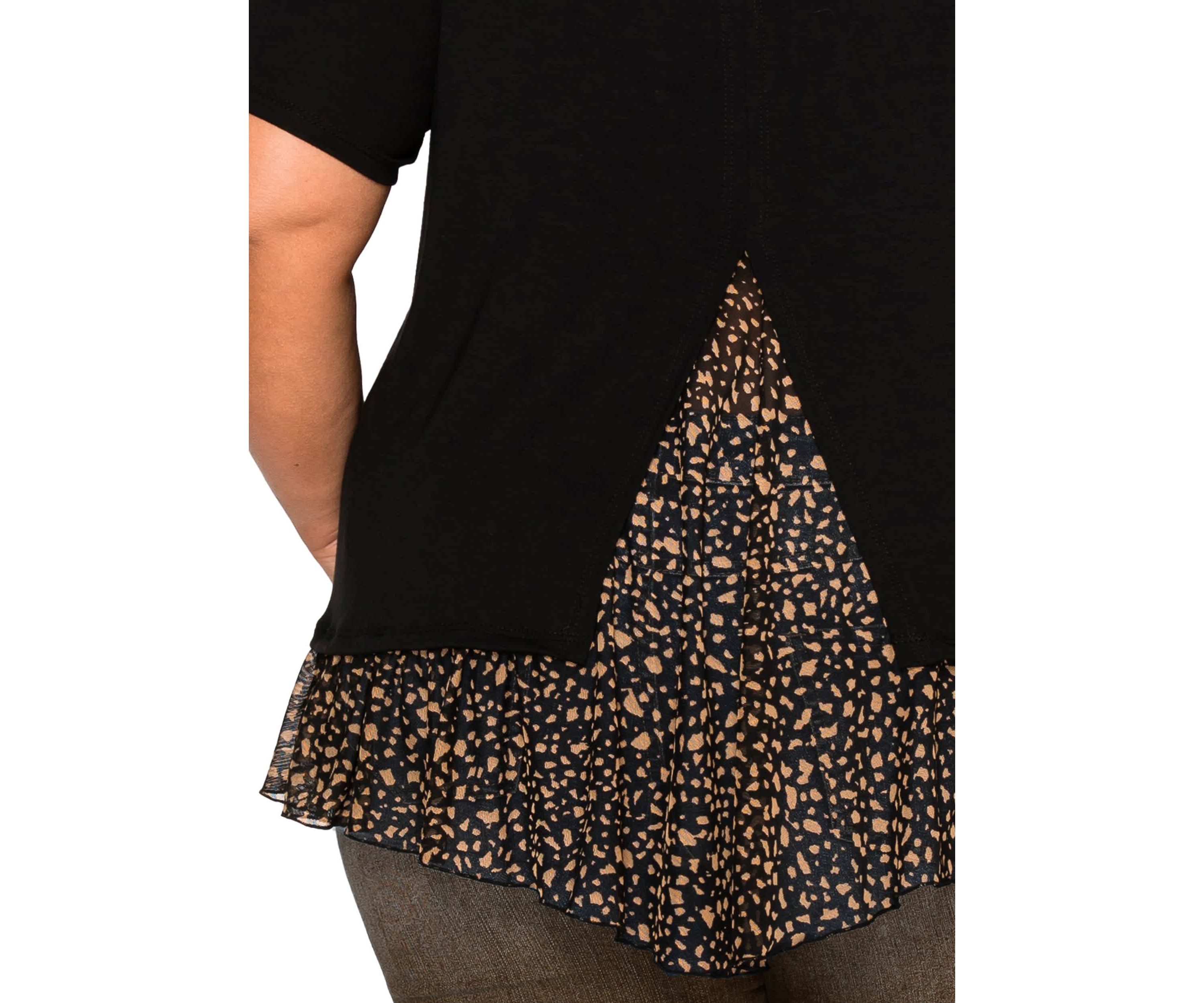 Pebble Print Mesh Pleat Back S/Slv