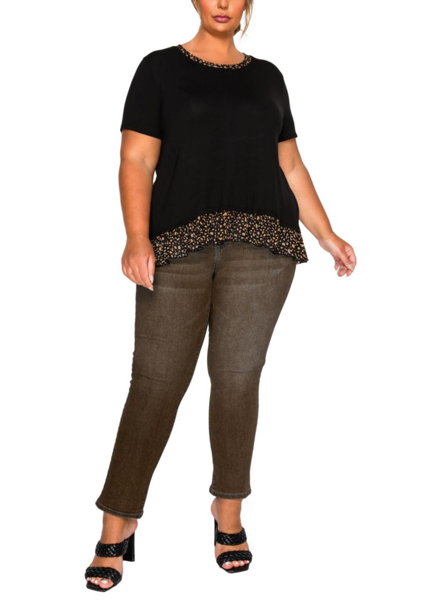 Pebble Print Mesh Pleat Back S/Slv