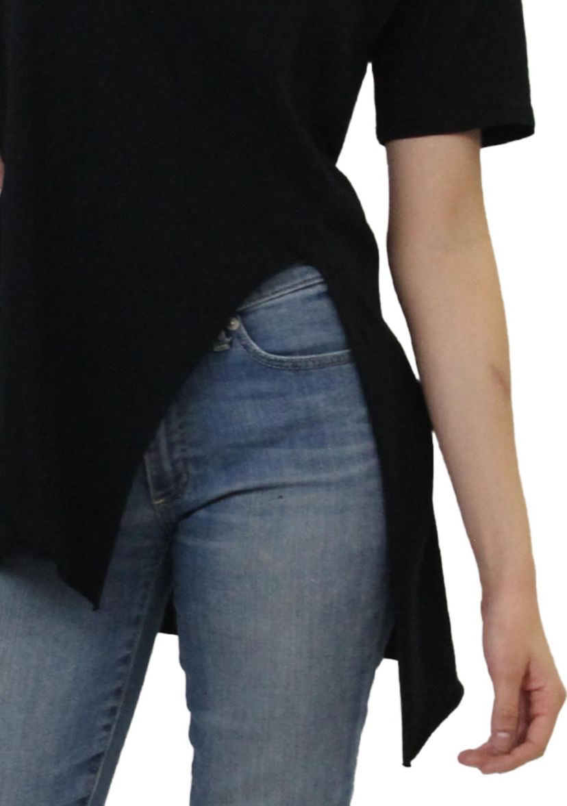 Cotton Jersey Asymmetric Slit Tunic