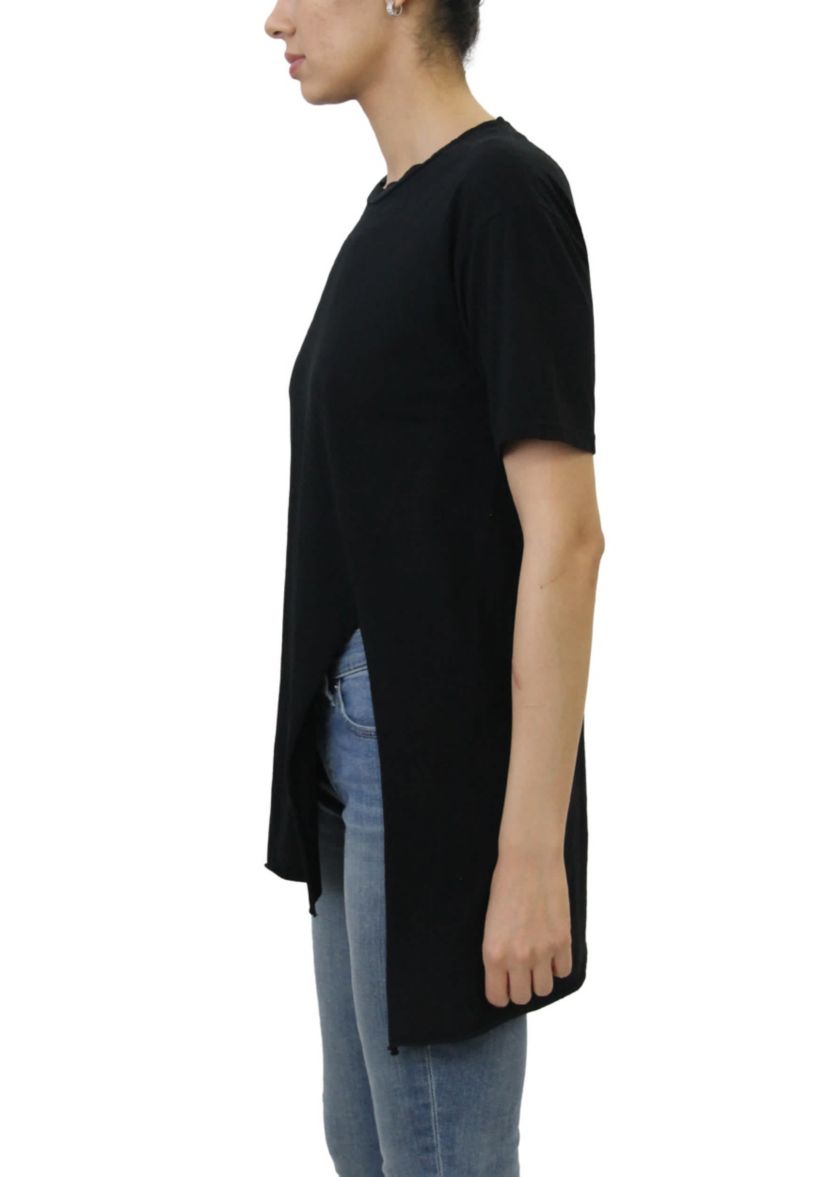 Cotton Jersey Asymmetric Slit Tunic