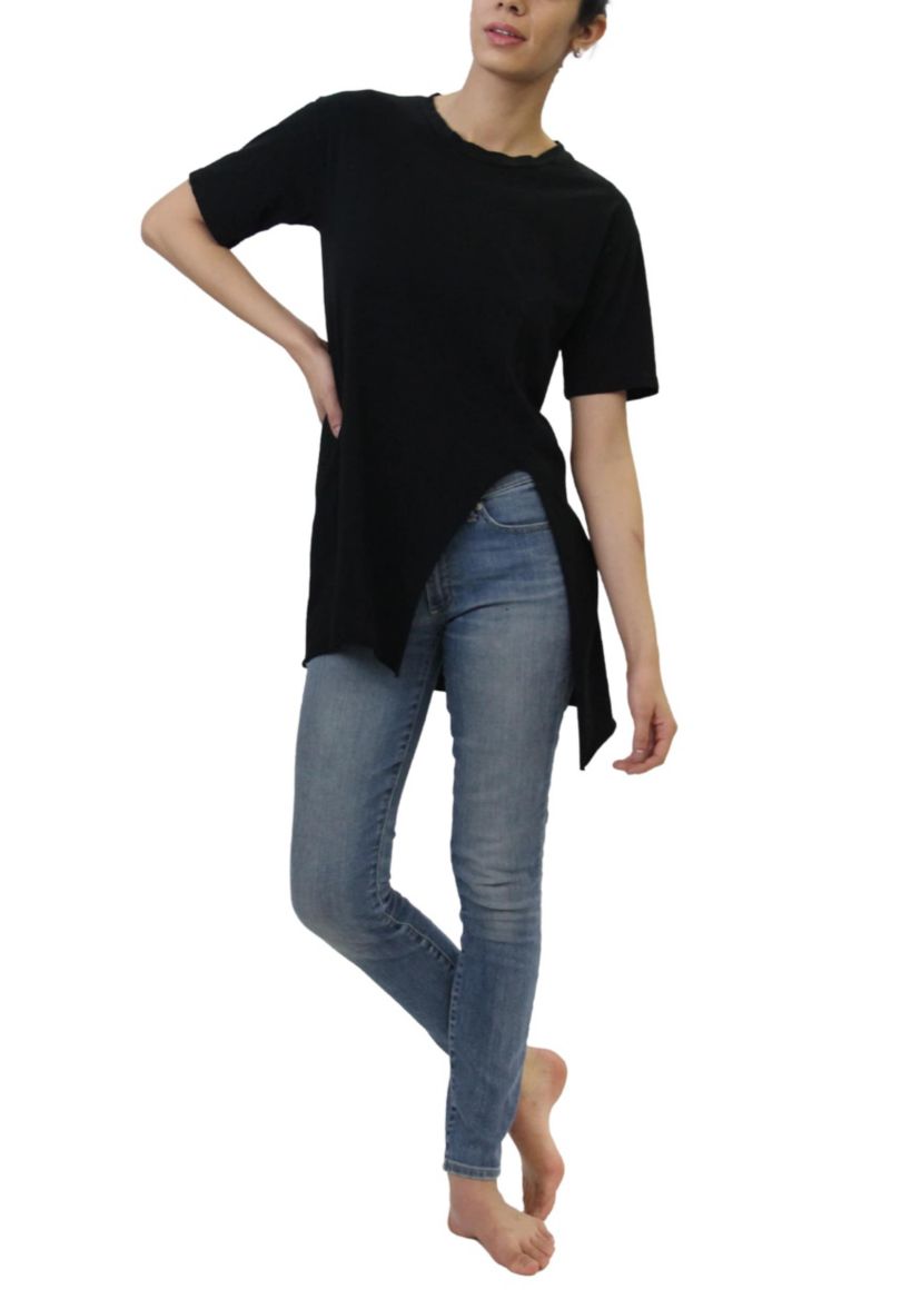 Cotton Jersey Asymmetric Slit Tunic