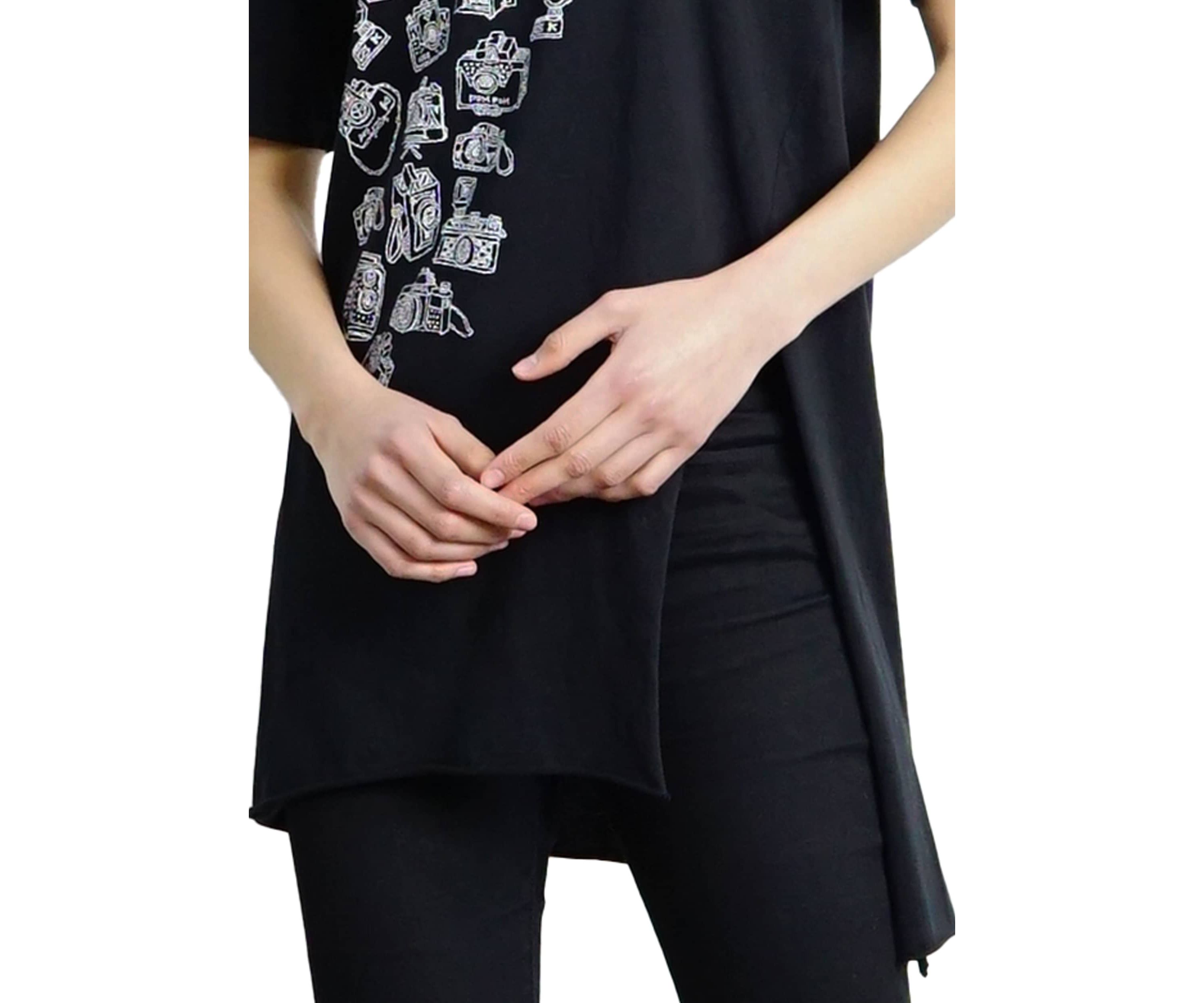 Cotton Jersey Asymmetric Slit Tunic Print