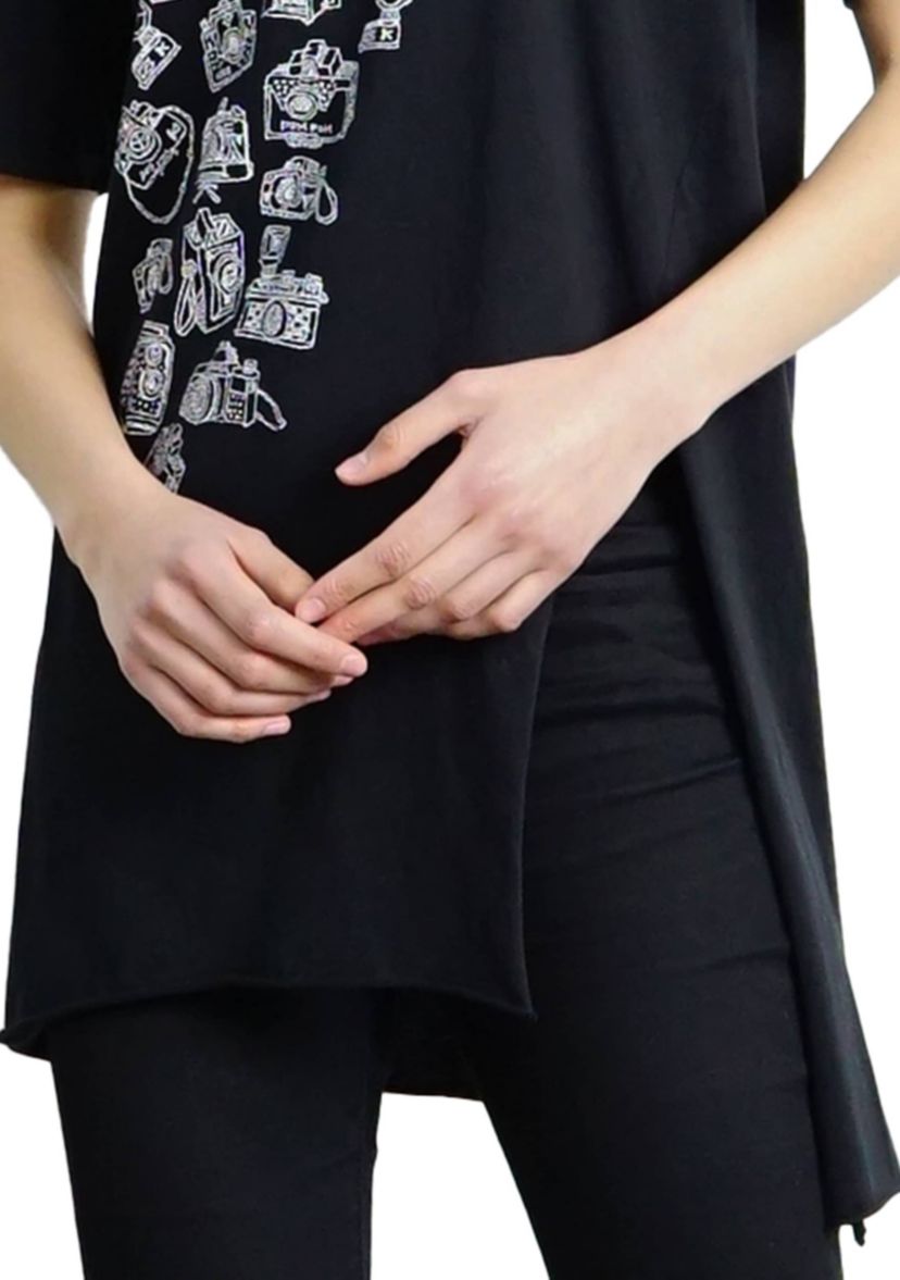 Cotton Jersey Asymmetric Slit Tunic Print