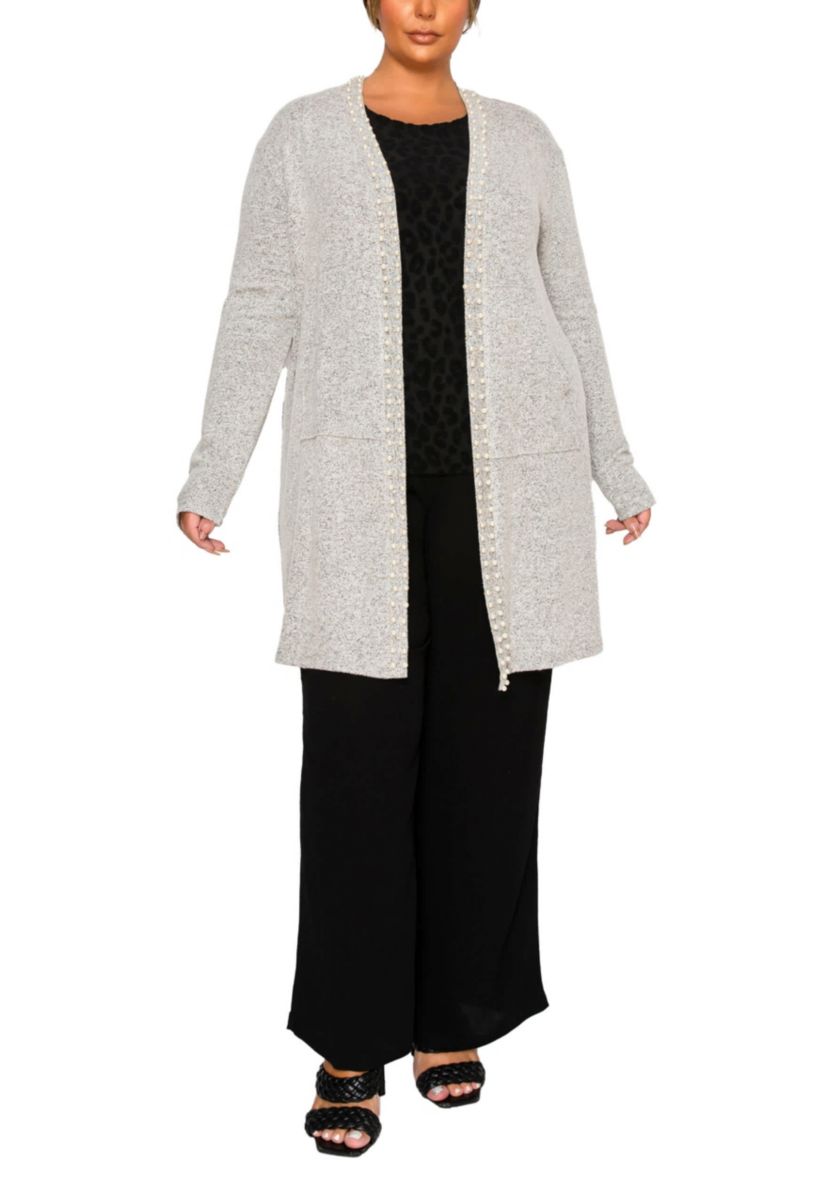 Cozy Pocket Cardi With Pearls