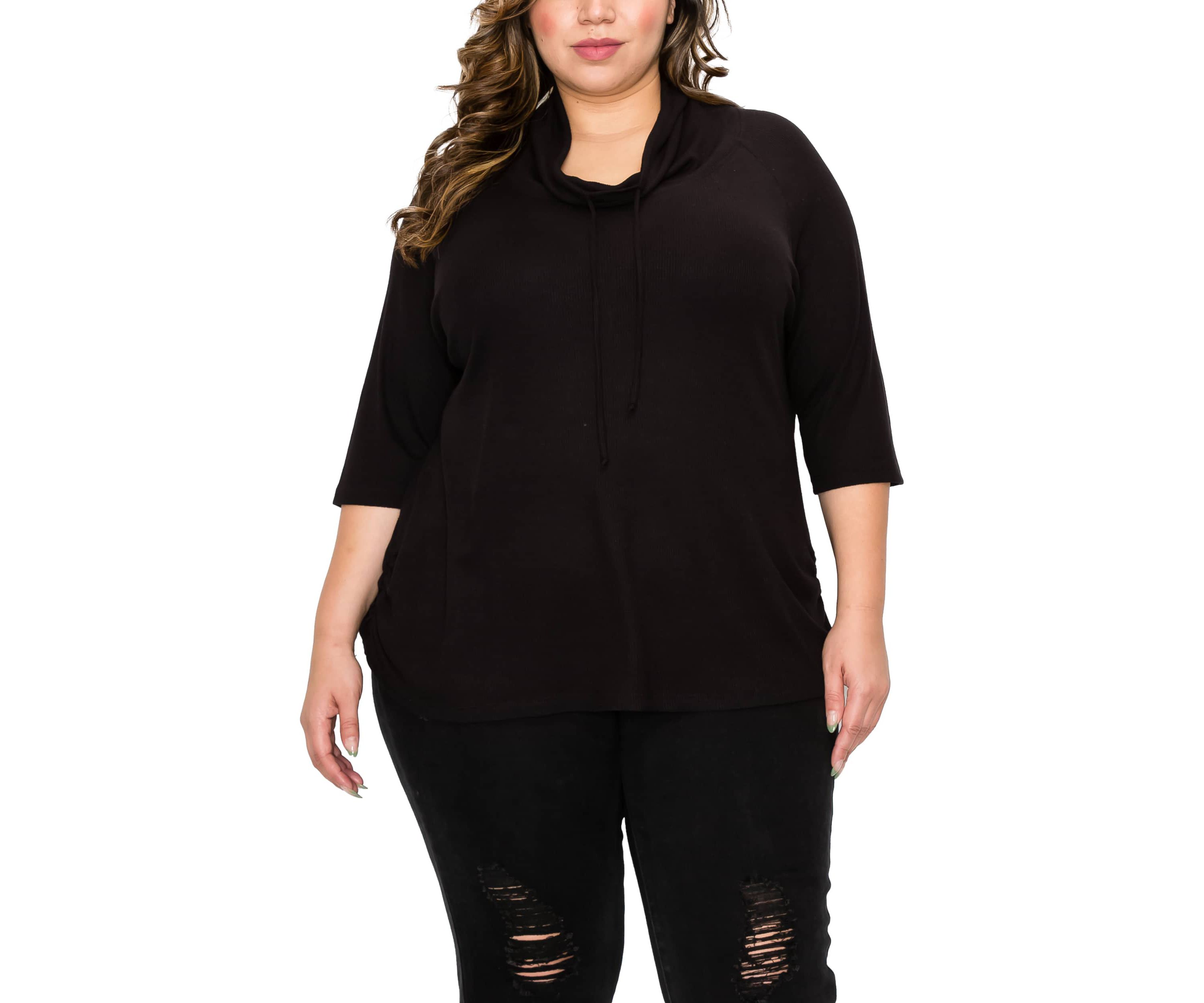 Baby Thermal Cowl Neck Side Ruched 3Q Sleeve