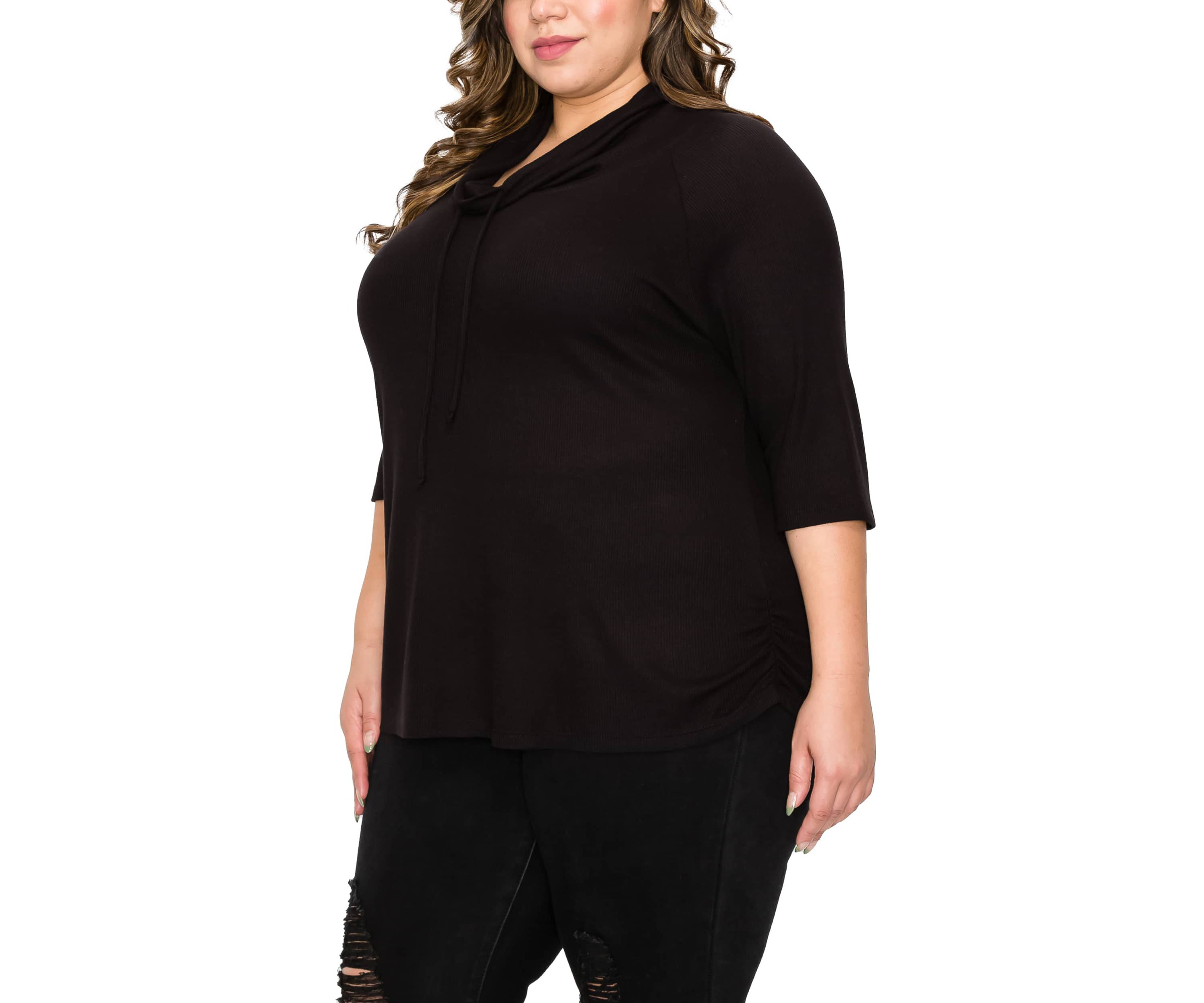 Baby Thermal Cowl Neck Side Ruched 3Q Sleeve