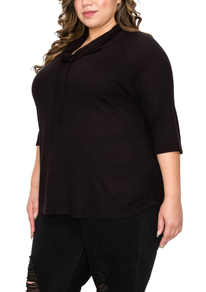Baby Thermal Cowl Neck Side Ruched 3Q Sleeve