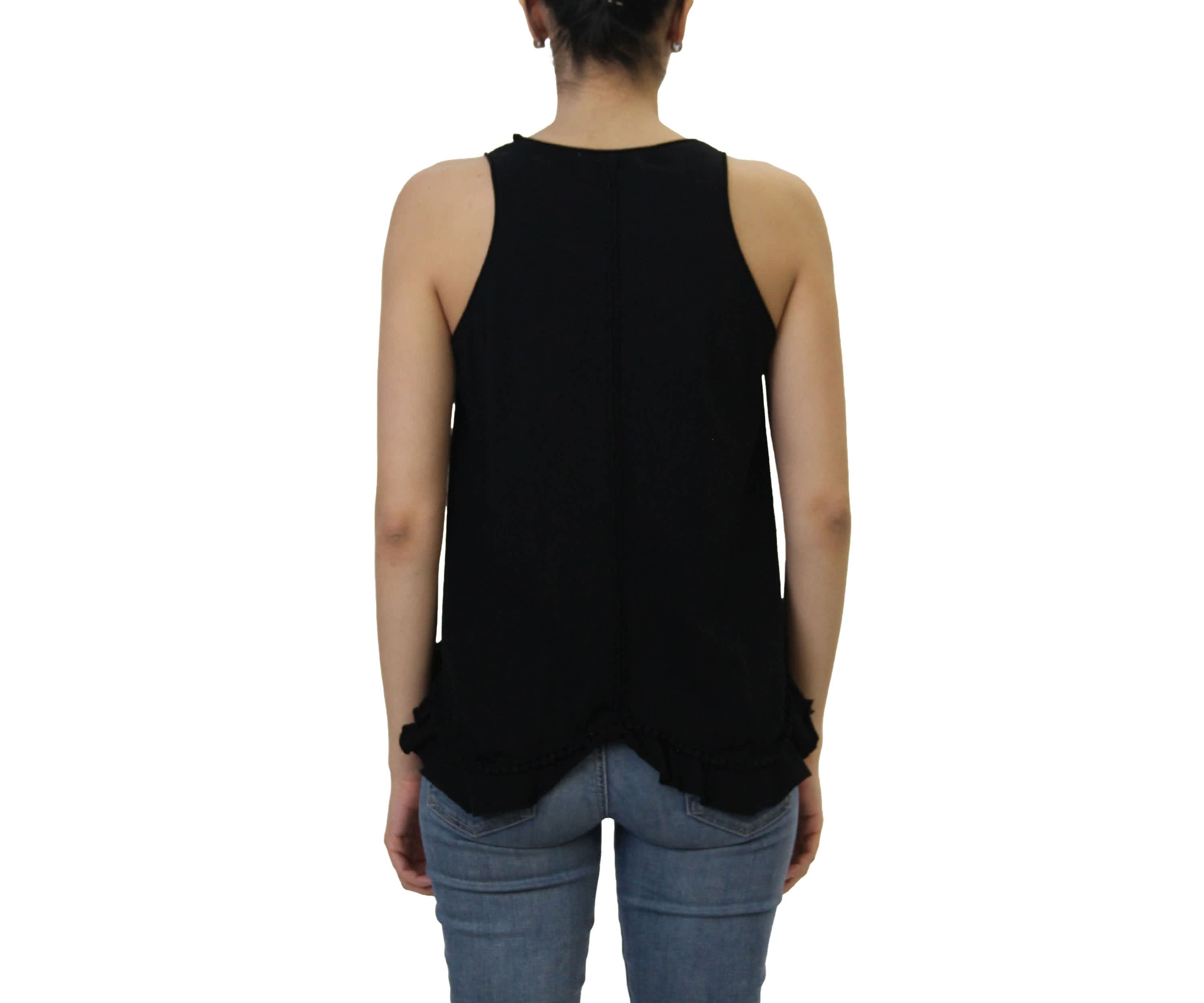 Cotton Jersey Pom Pom Ruffle Tank
