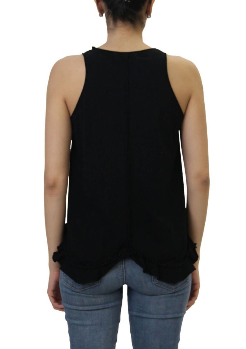 Cotton Jersey Pom Pom Ruffle Tank