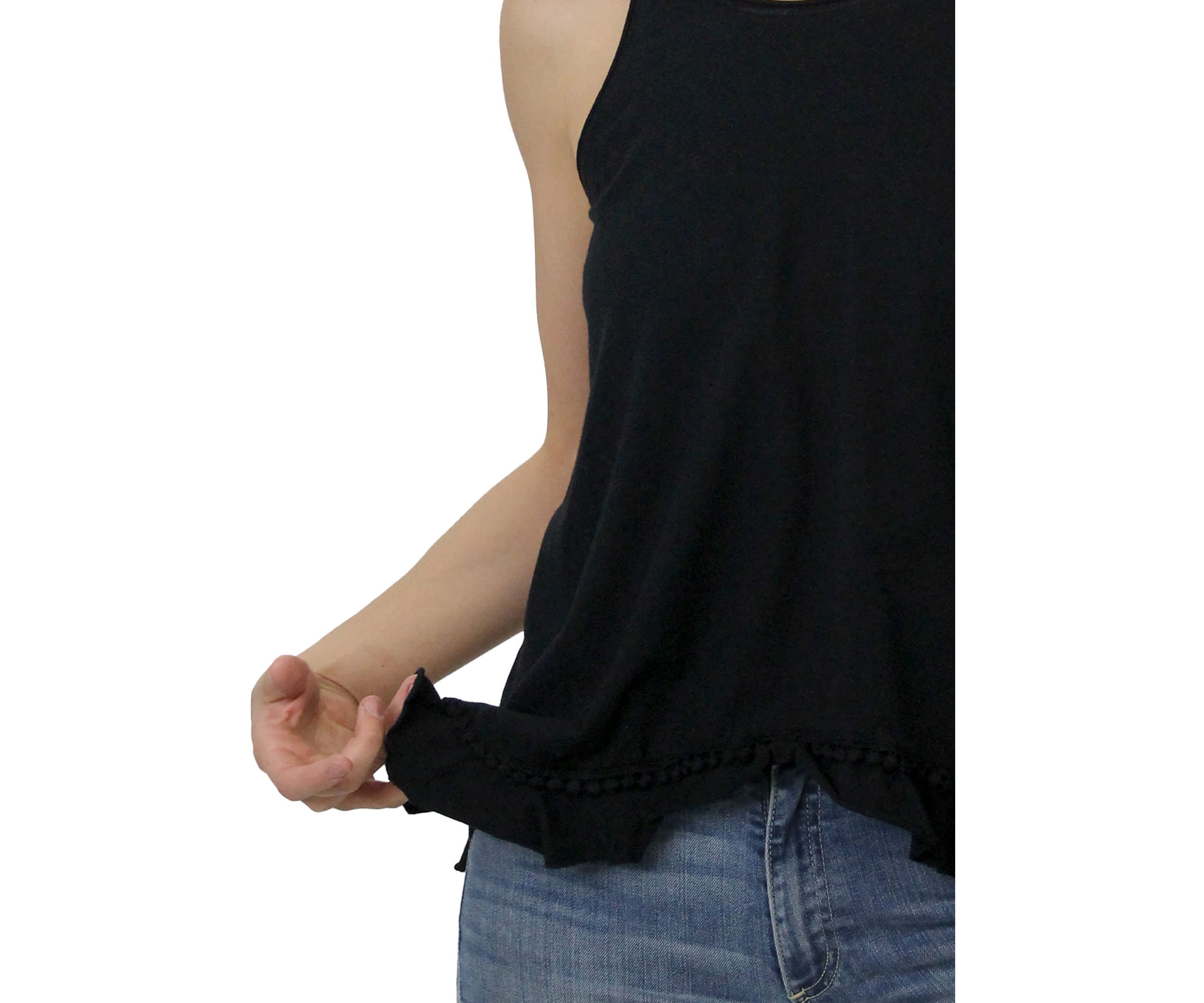 Cotton Jersey Pom Pom Ruffle Tank