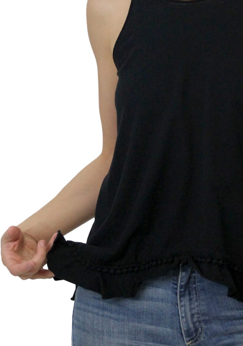 Cotton Jersey Pom Pom Ruffle Tank