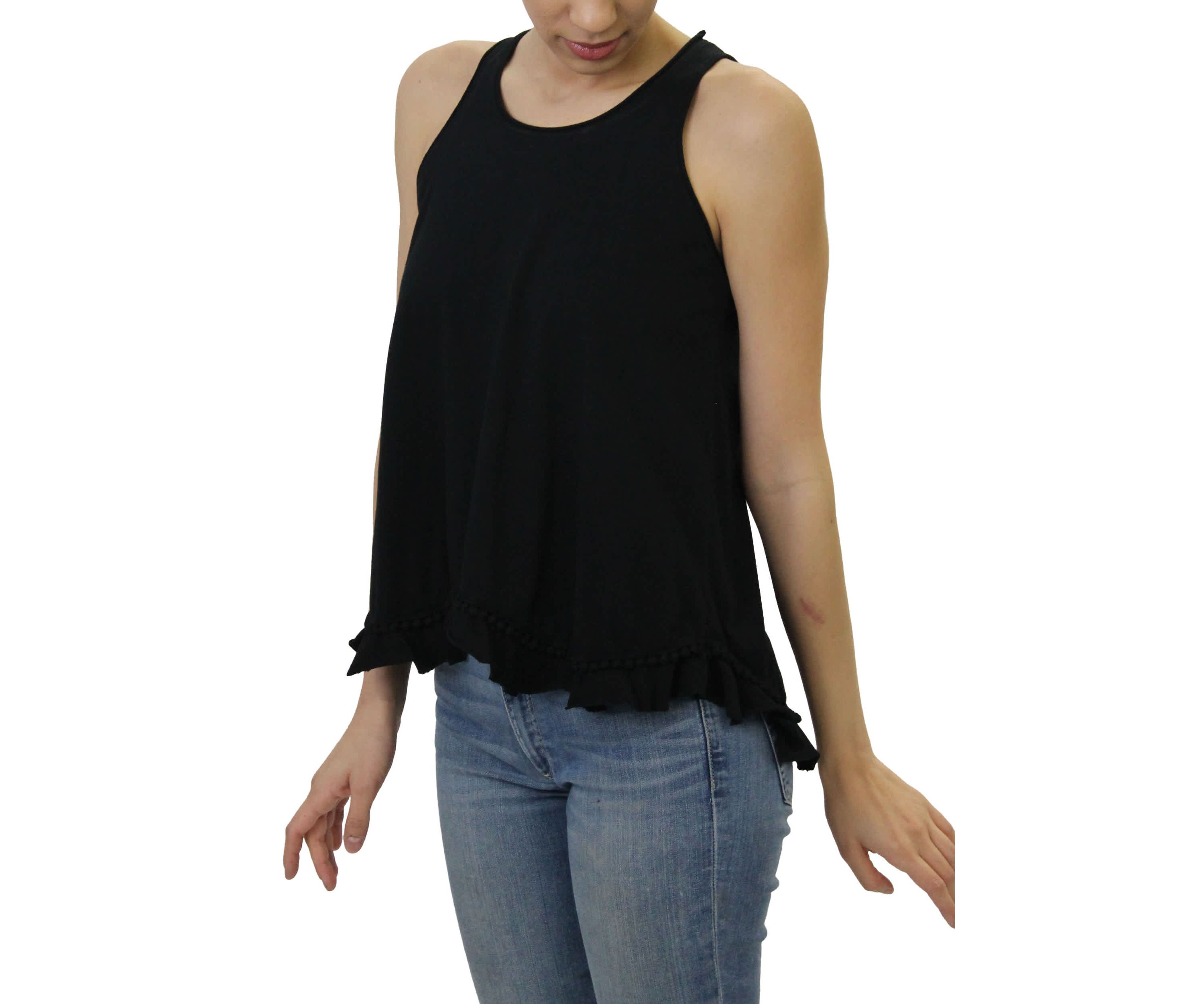 Cotton Jersey Pom Pom Ruffle Tank