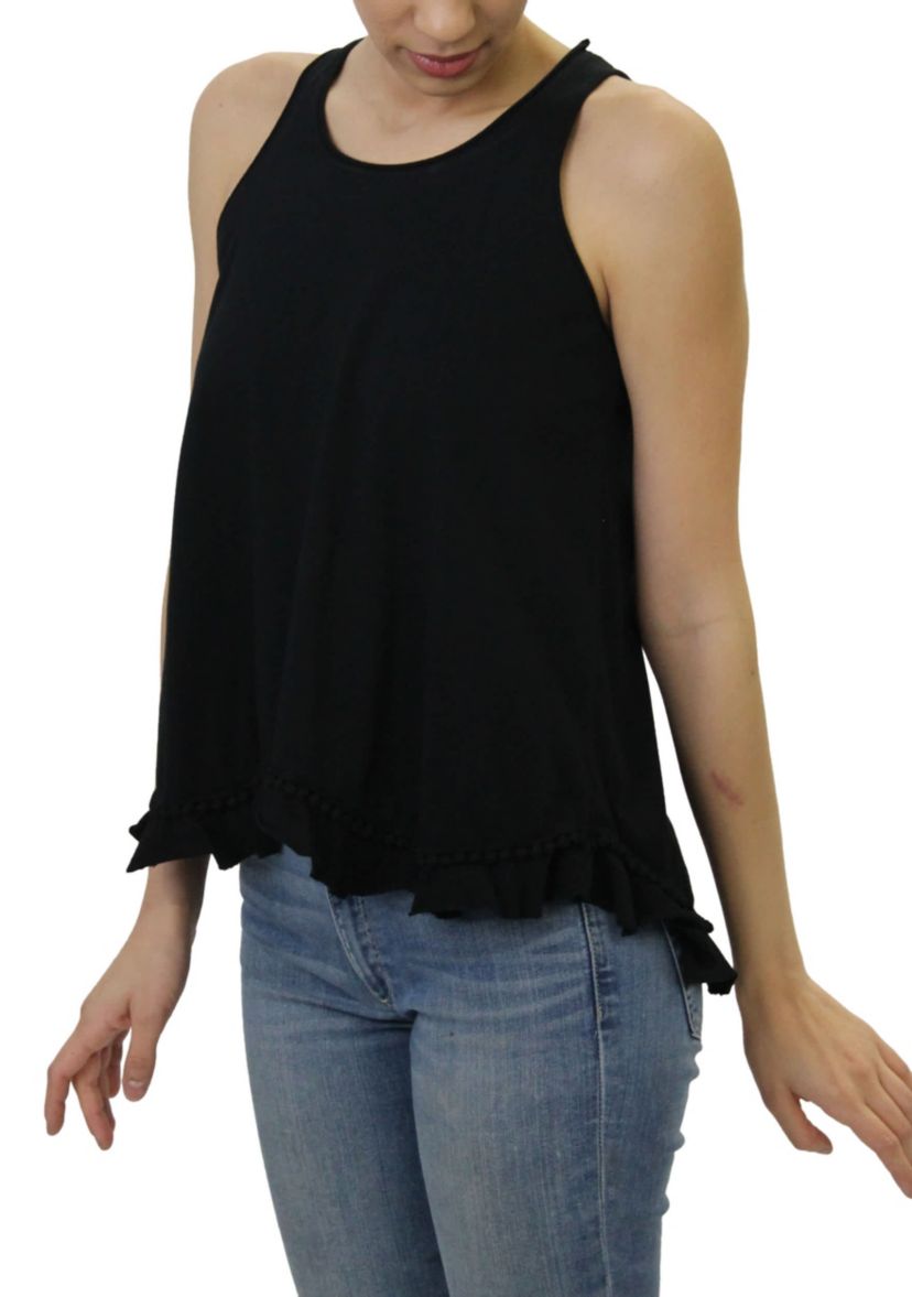 Cotton Jersey Pom Pom Ruffle Tank