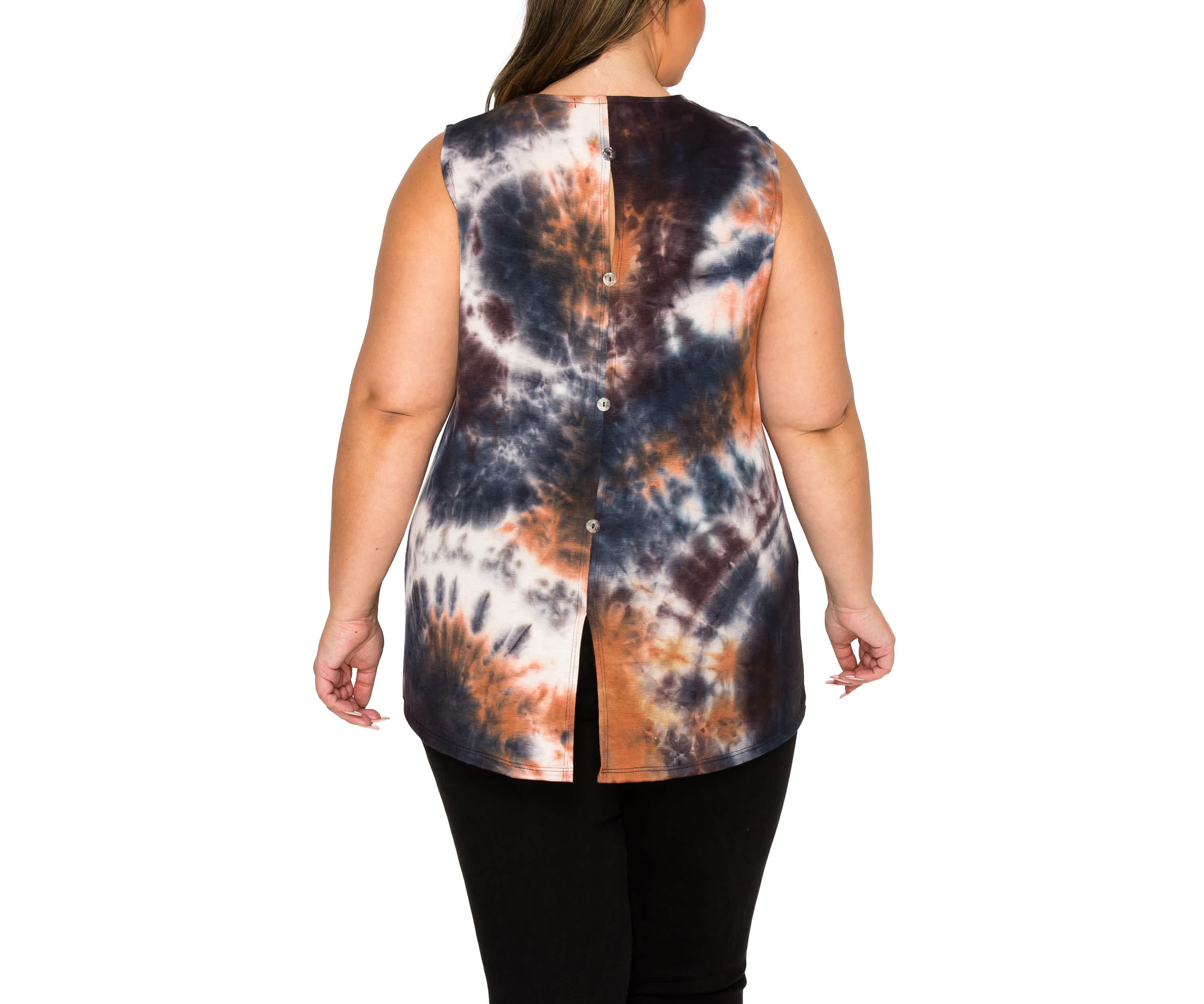 Hand Tie Dye Button Back Tank