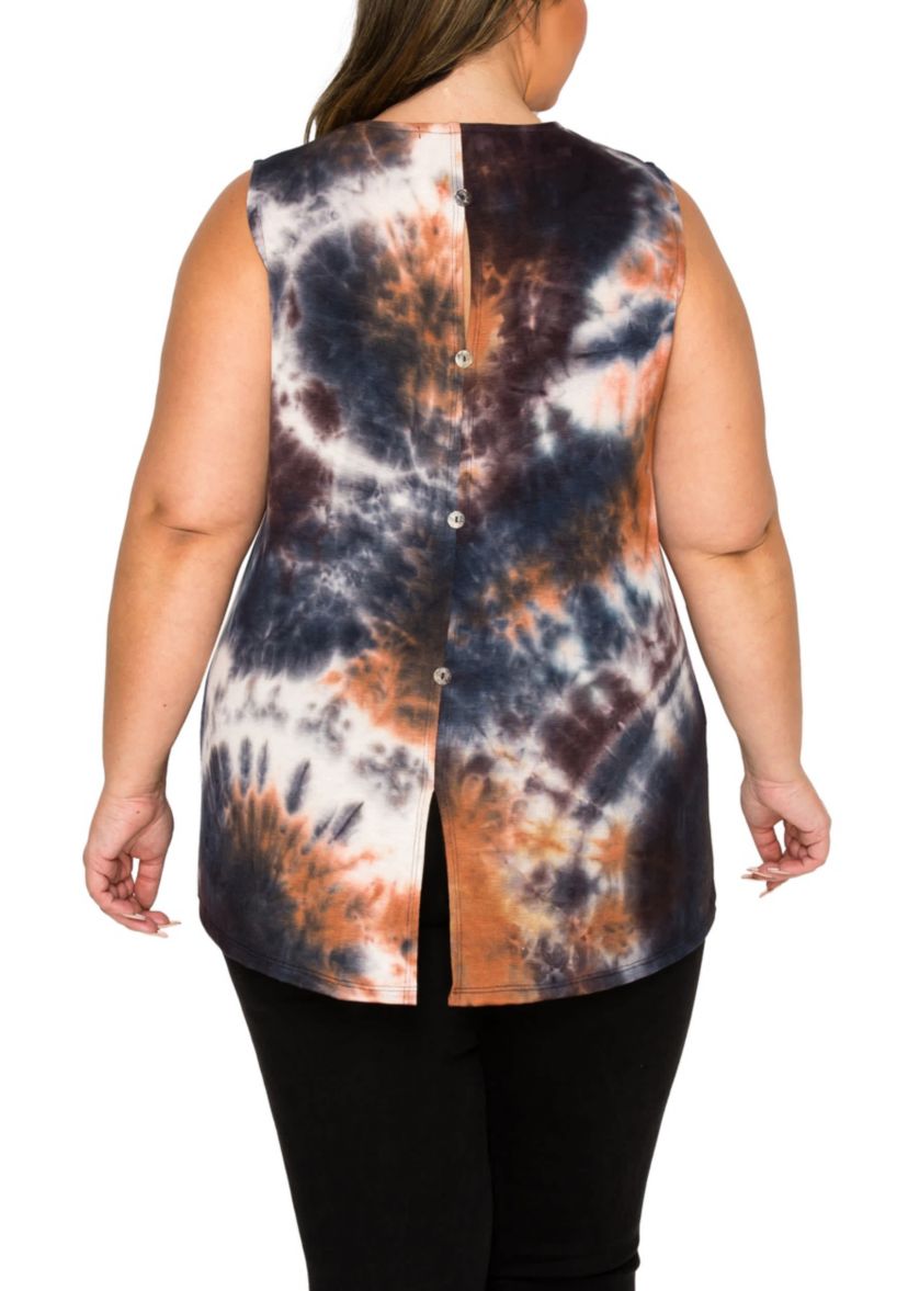 Hand Tie Dye Button Back Tank