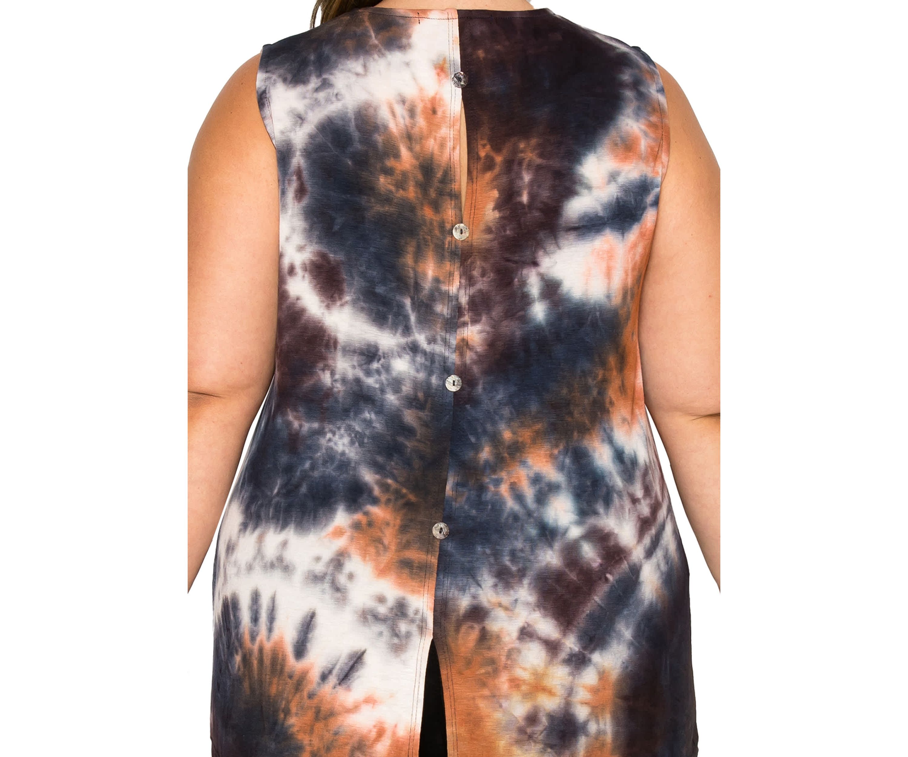 Hand Tie Dye Button Back Tank