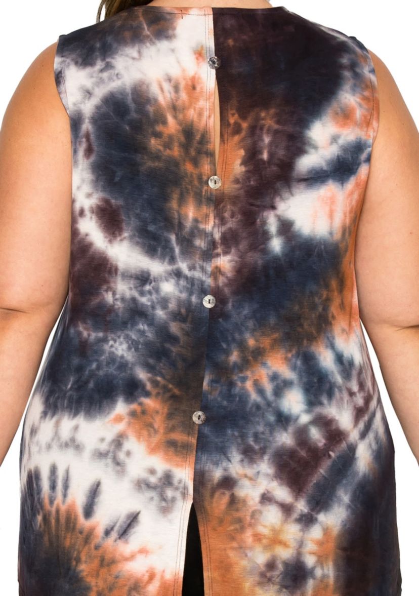 Hand Tie Dye Button Back Tank
