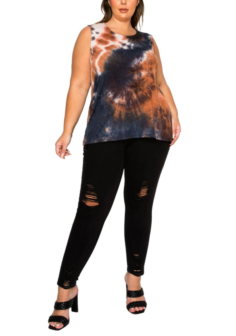 Hand Tie Dye Button Back Tank