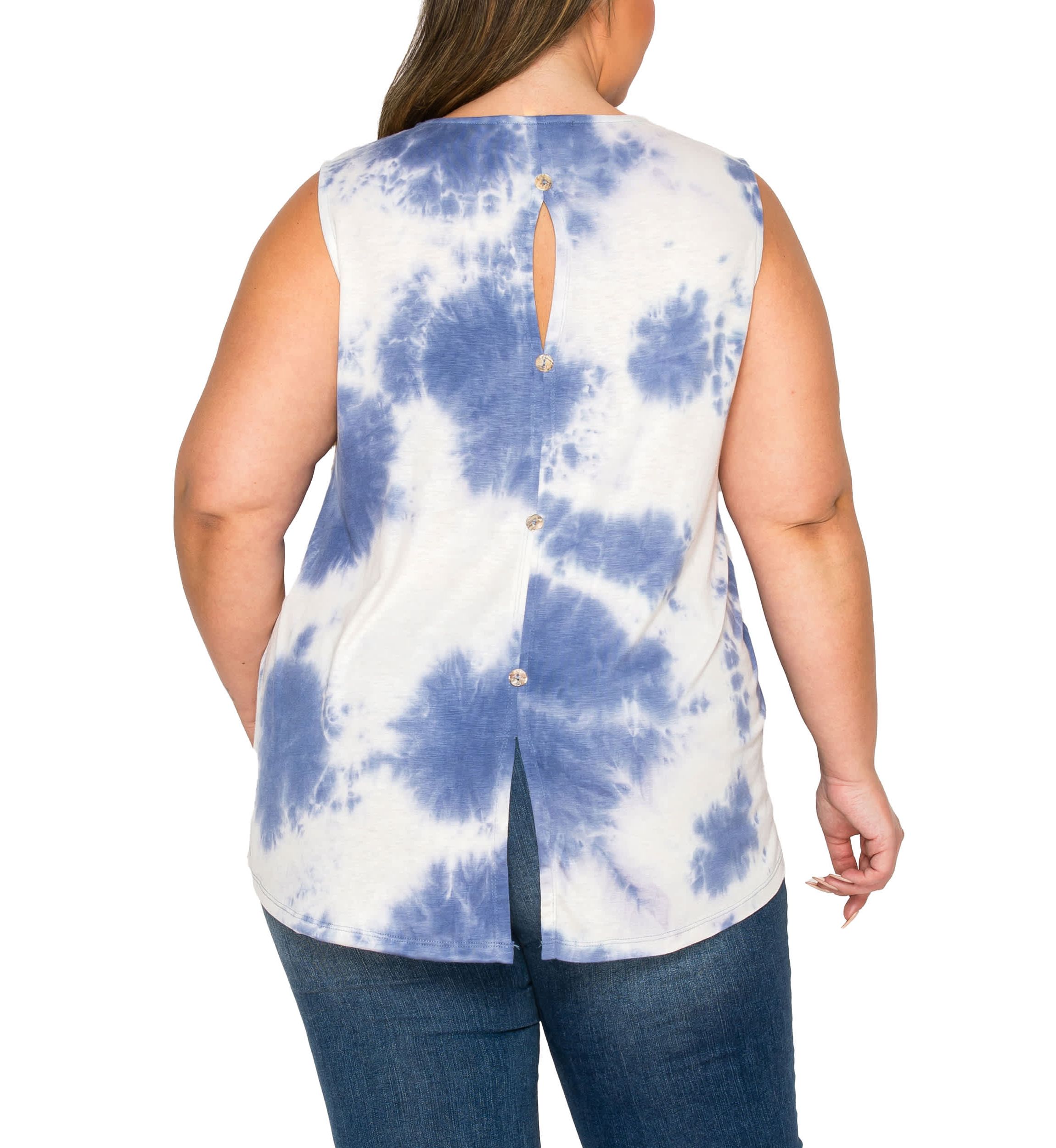 Hand Tie Dye Button Back Tank