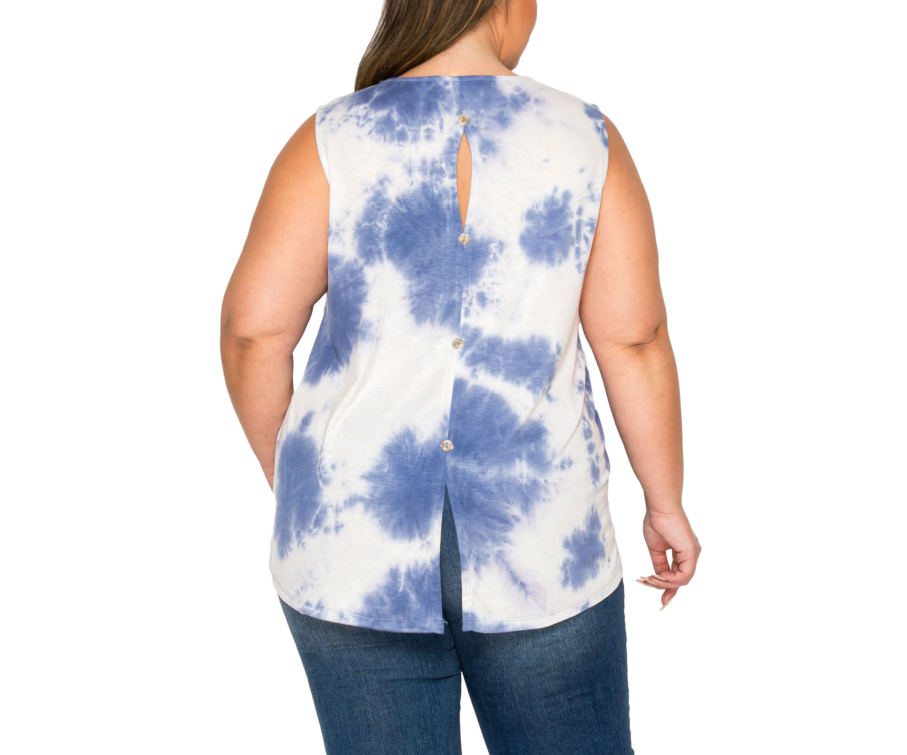 Hand Tie Dye Button Back Tank