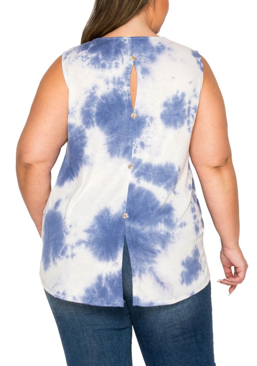 Hand Tie Dye Button Back Tank