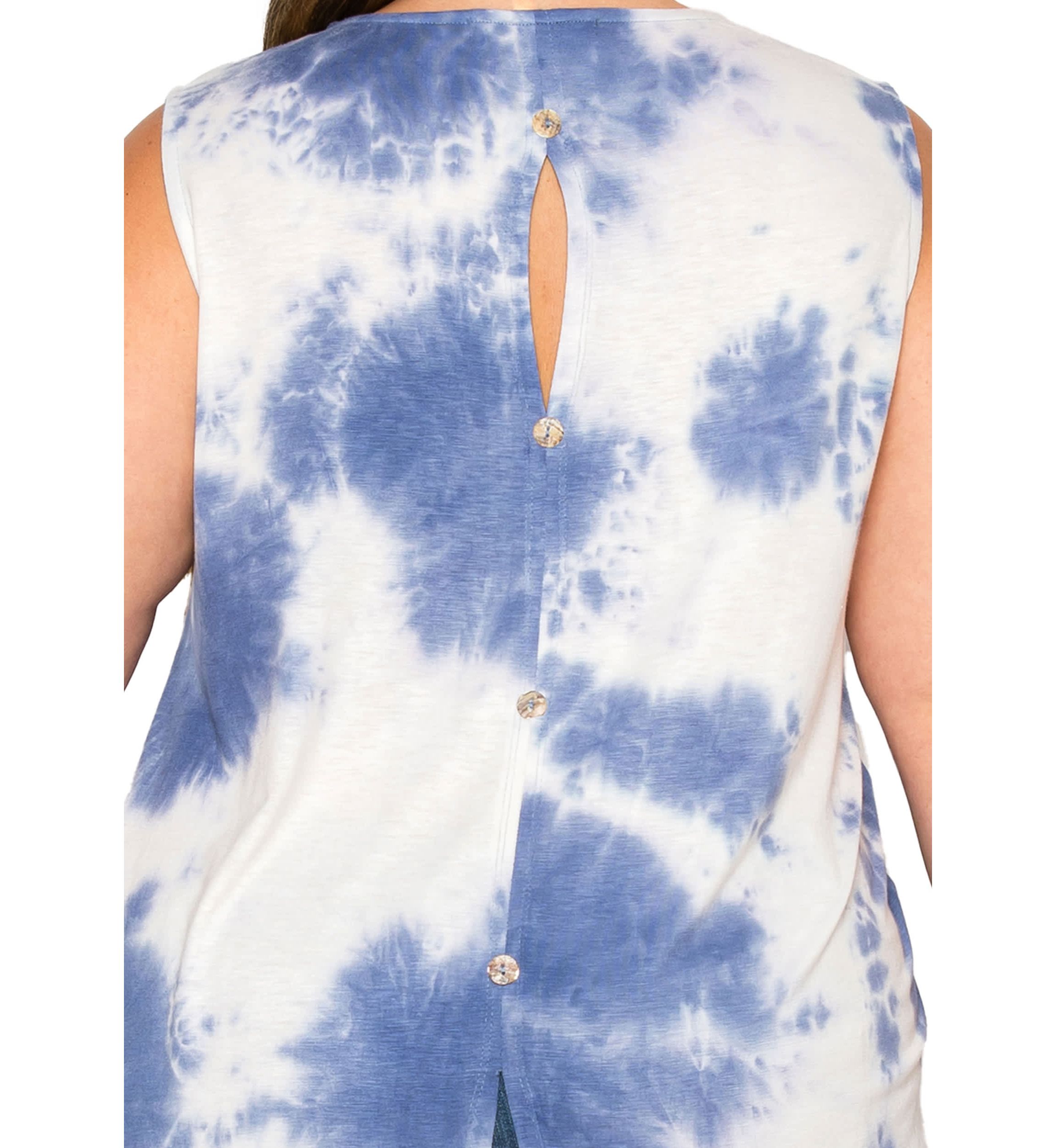 Hand Tie Dye Button Back Tank