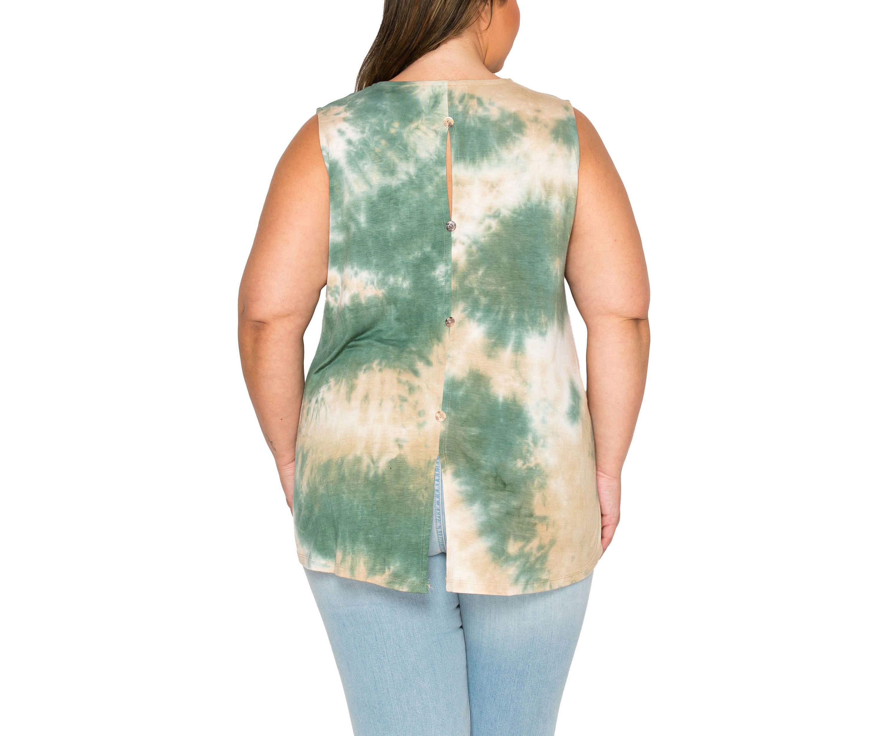 Hand Tie Dye Button Back Tank