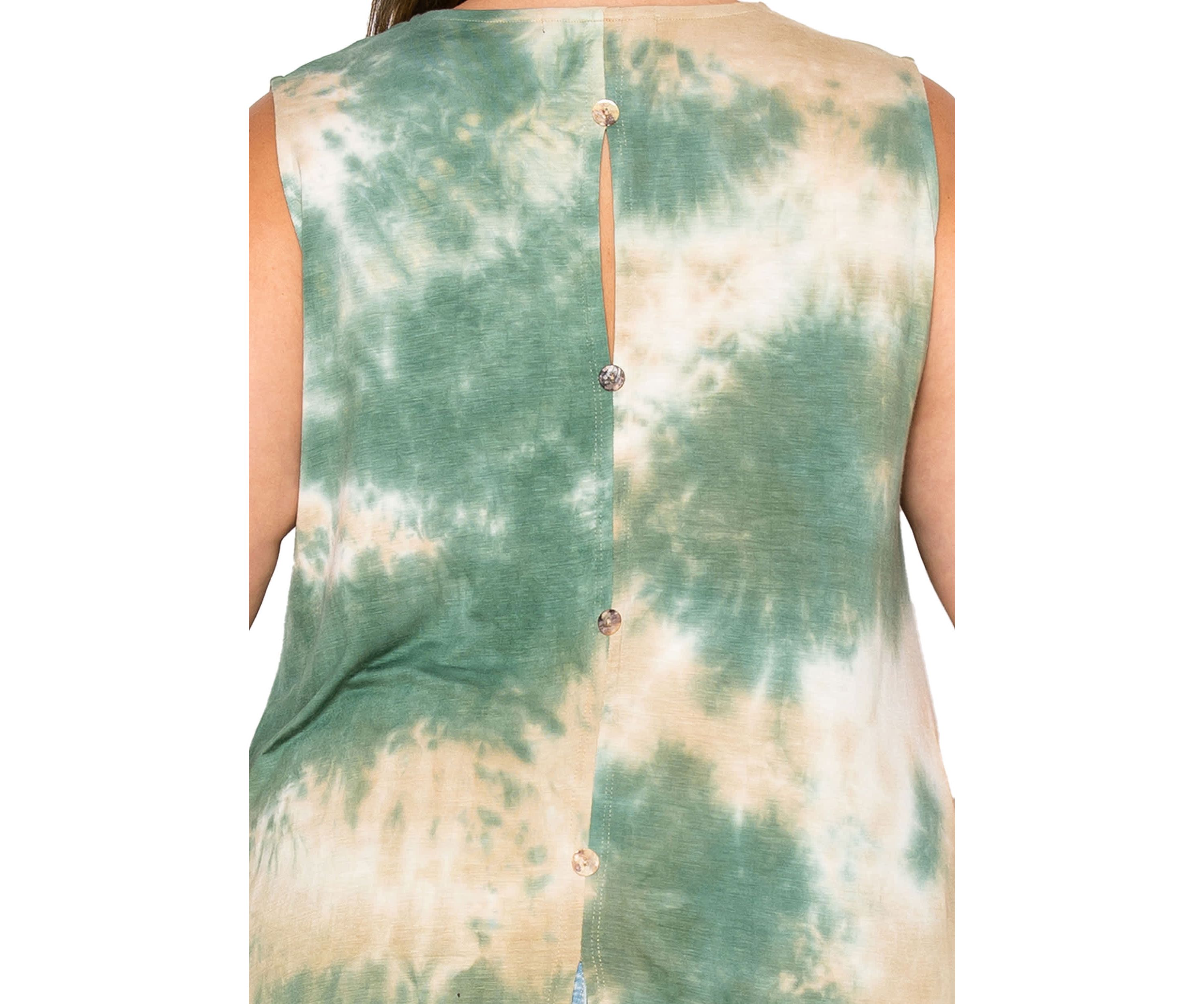 Hand Tie Dye Button Back Tank