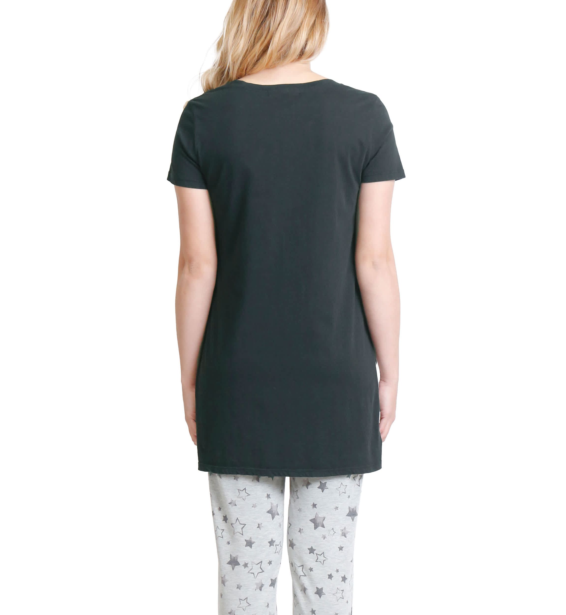 Cotton Jersey Step Hem V Neck Tee
