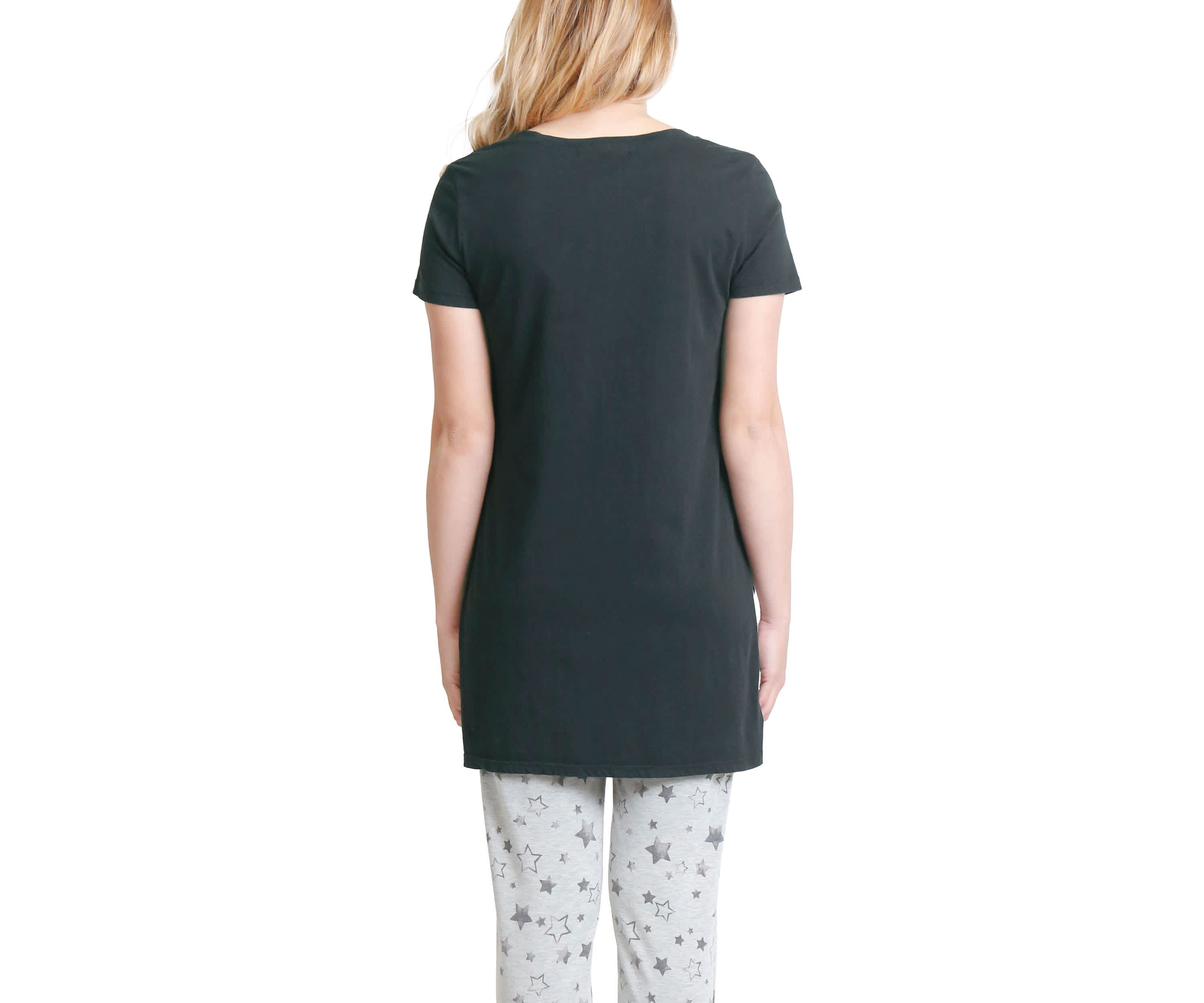 Cotton Jersey Step Hem V Neck Tee