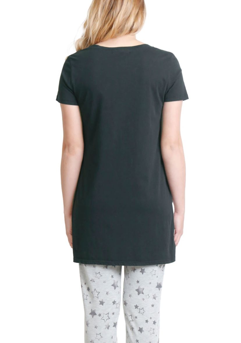 Cotton Jersey Step Hem V Neck Tee