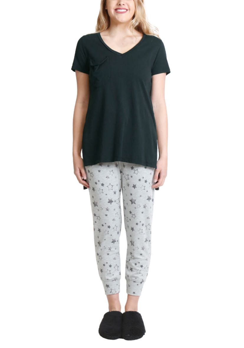 Cotton Jersey Step Hem V Neck Tee