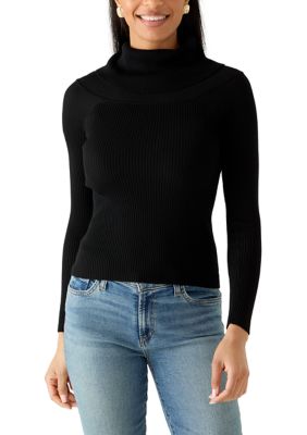 JOLIE & JOY Women's Off The Shoulder Sweater, Black, Small