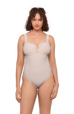 S3 Apparel Women's Smoothing and Sculpting Basket Weave Sweetheart U-Wire One-Piece Swimsuit