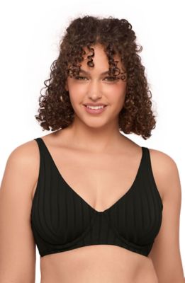 S3 Apparel Women's Supportive and Sculpting Wide Ribbed Tall Underwire Bikini Swimsuit Top