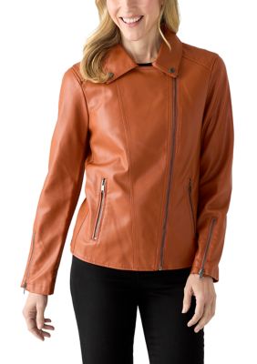 Nina Leonard Women's Faux Leather Moto Jacket, XL