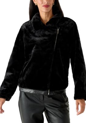 Nina Leonard Women's Faux Fur Jacket, Black, XL