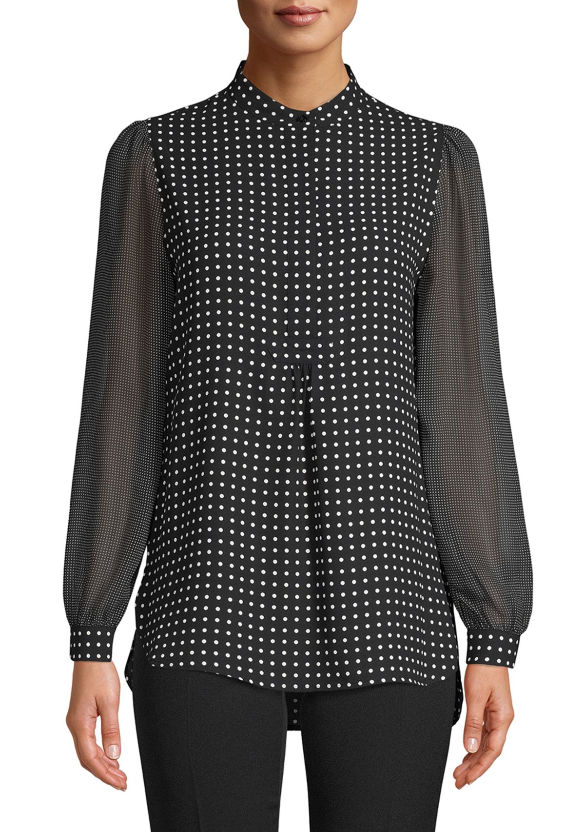 Womens Long Sleeve Mini Dot Blouse