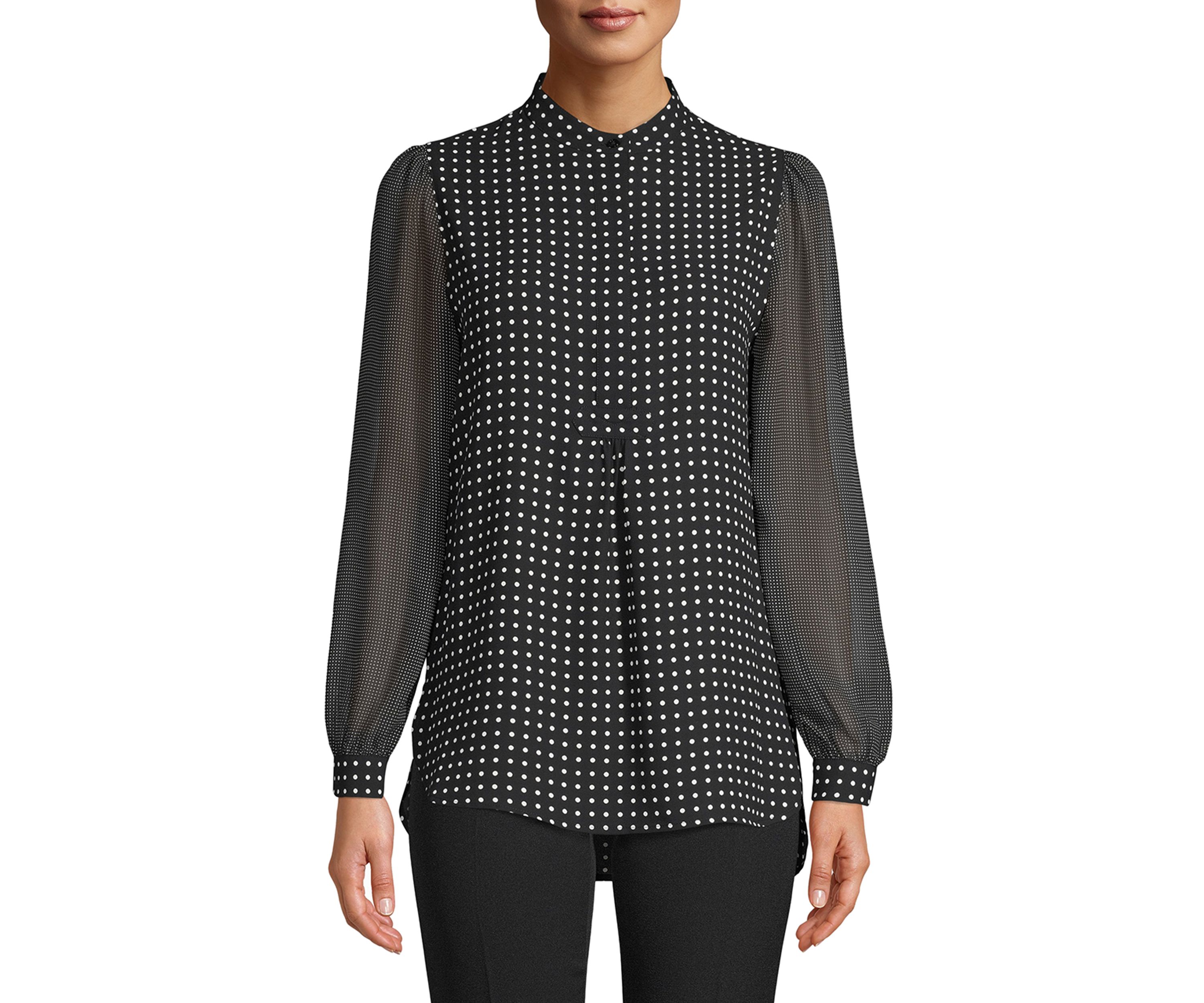 Womens Long Sleeve Mini Dot Blouse